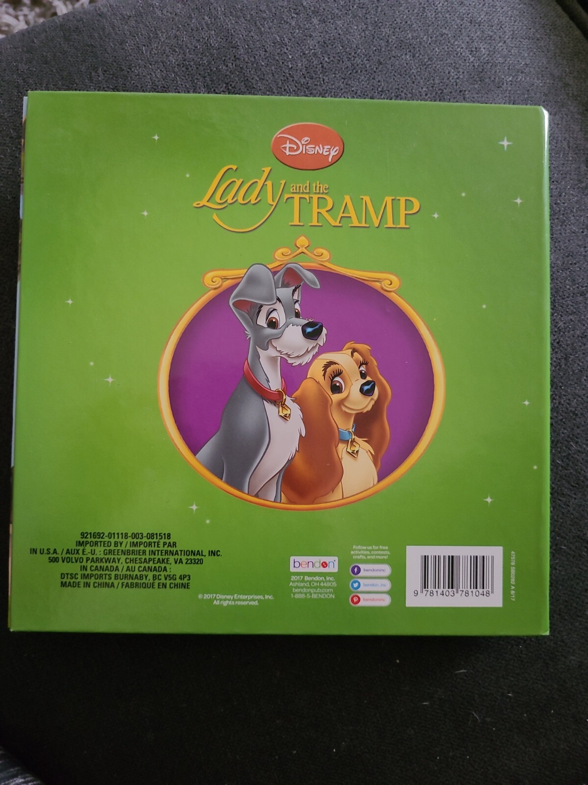 Lady and the tramp children&rsquo;s book 2017 Bendon Inc. Great condition.
