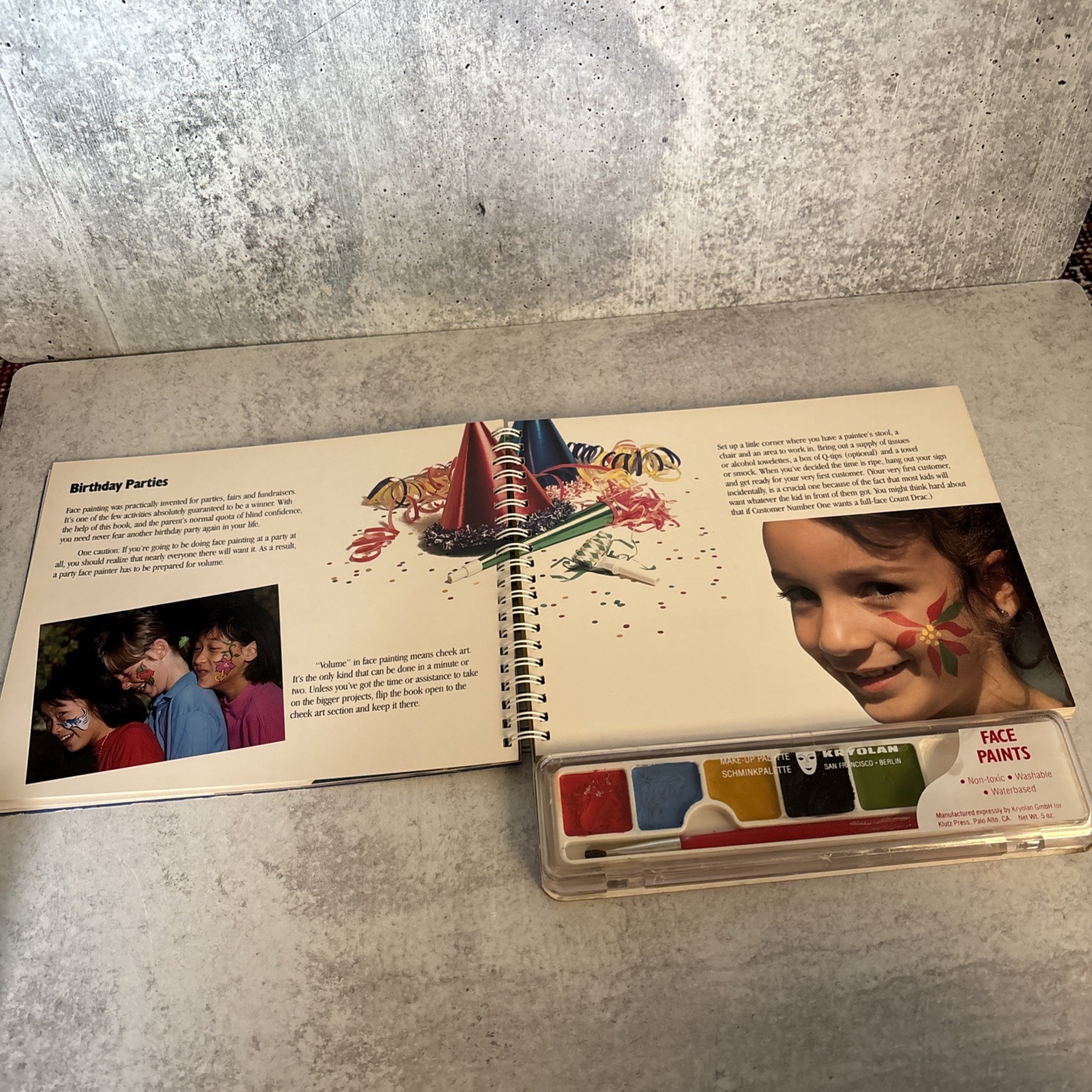 Vintage 1990 Face Painting kids craft book spiral found Klutz Editors