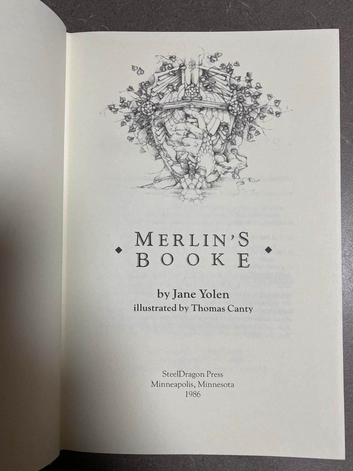 Merlin&rsquo;s Booke by Jane Yolen, Signed, 1st HB, SteelDragon Press, 1986, GD