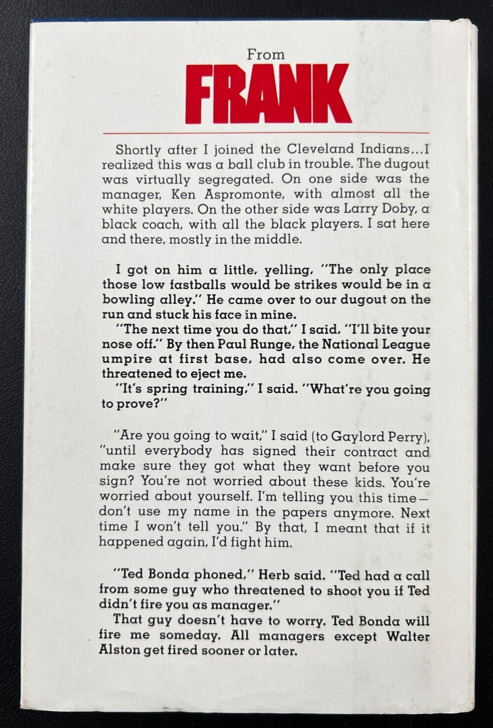 1976 « Frank: The First Year » Autobiography 1ST EDITION Frank Robinson MLB WOW!