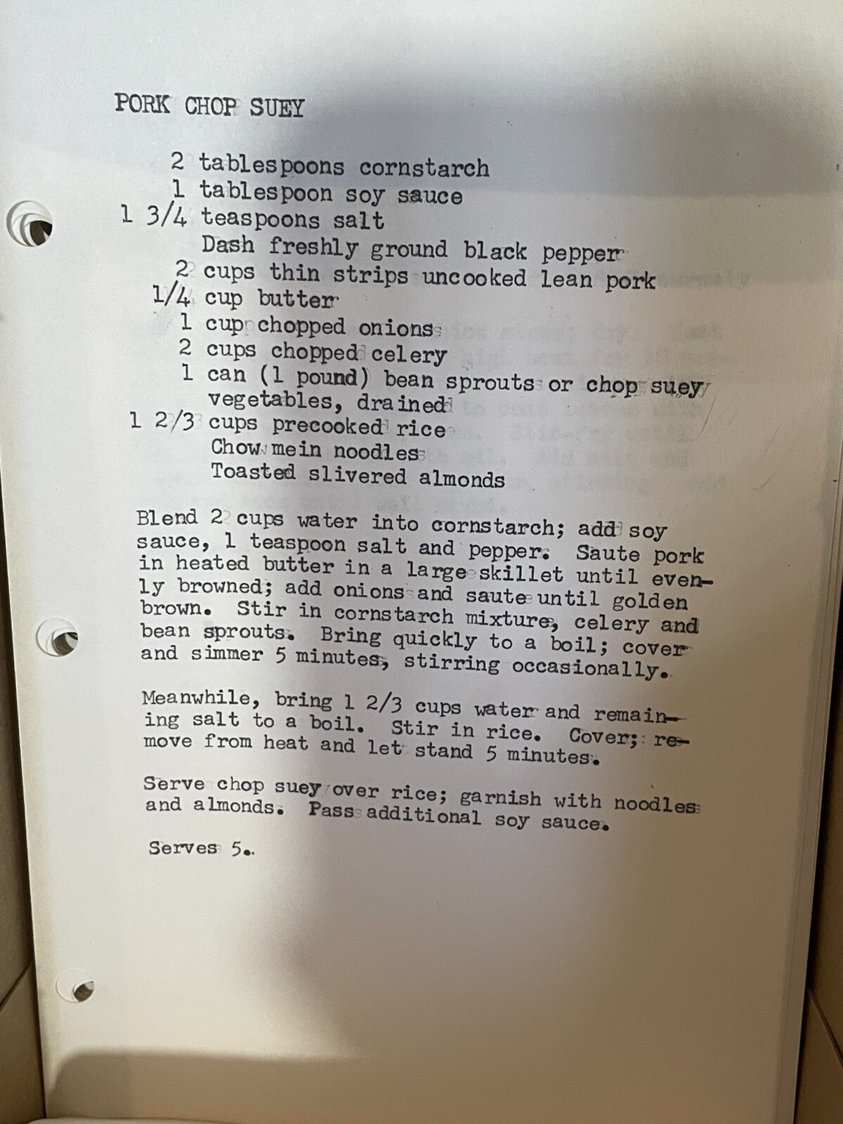 6 Boxes Of Typed Various Recipes Approximately 2500 Pages.