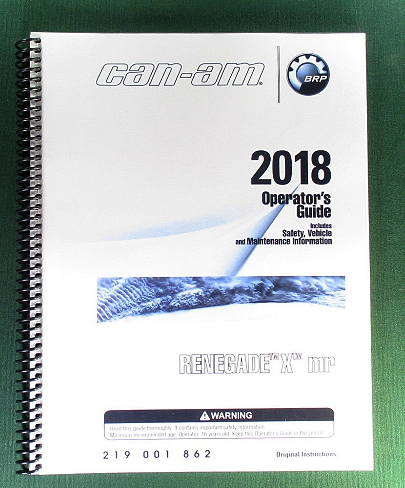 2018 Can-Am Renegade X MR 570 Owner&rsquo;s Manual: 172 Pages & Protective Covers!