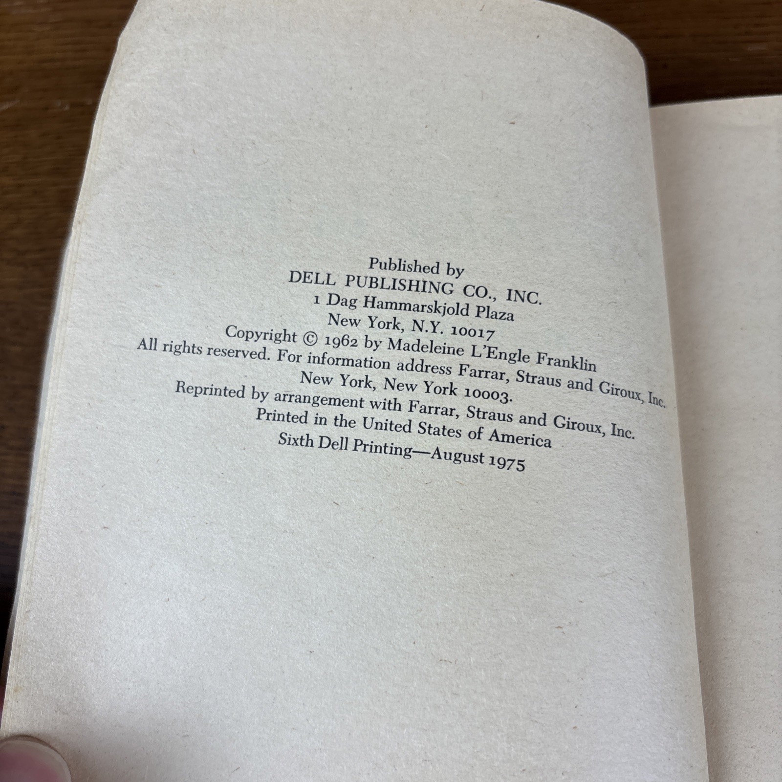 A Wrinkle in Time by Madeleine L&rsquo;Engle 1975 Dell Yearling
