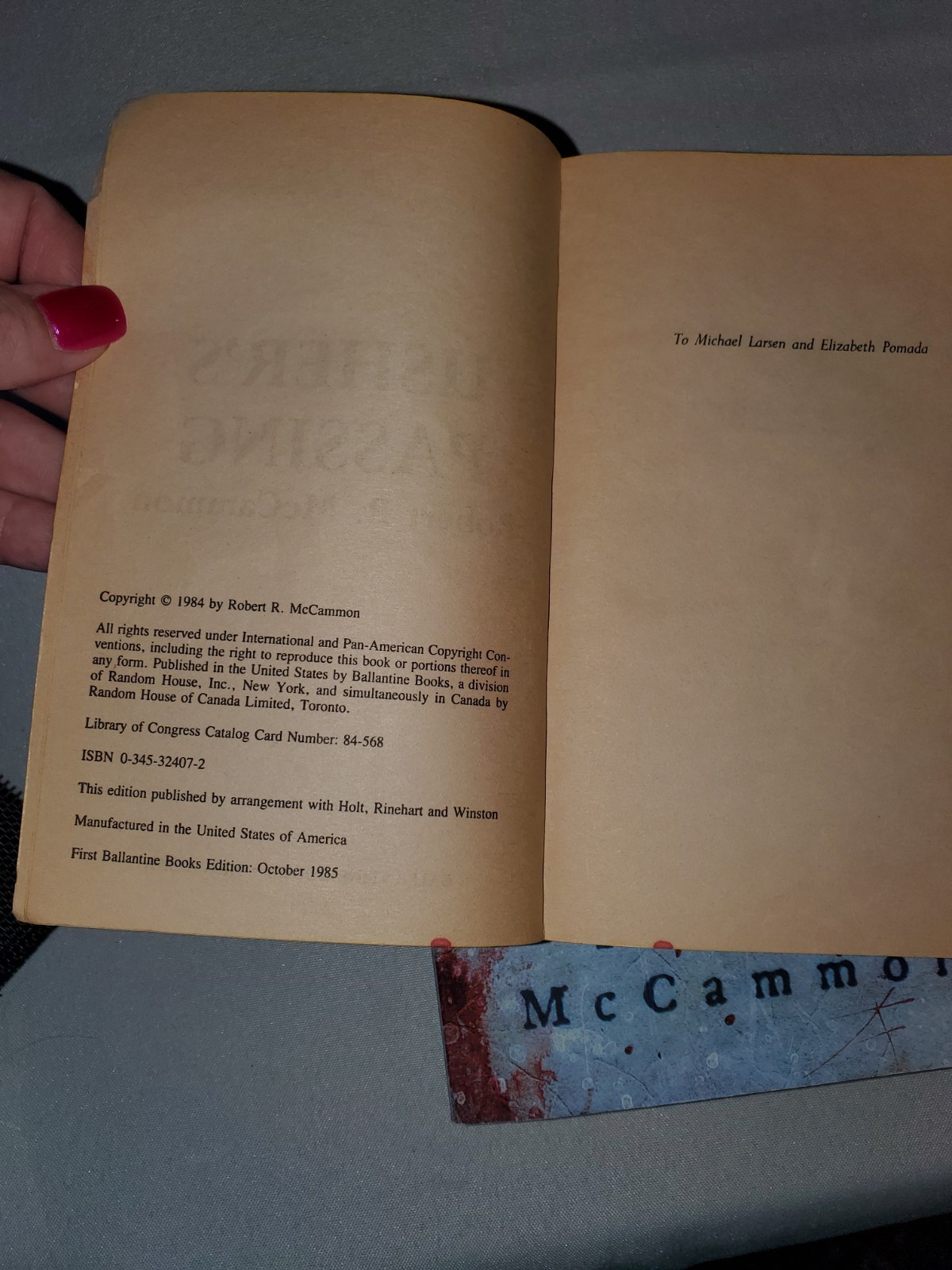 Usher&rsquo;s Passing Robert R. McCammon 1st Ballentine Printing Vintage Paperback