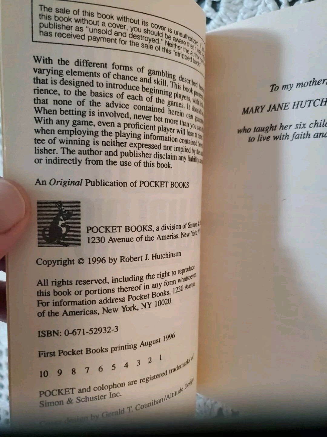 The Absolute Beginner&rsquo;s Guide to Gambling Robert Hutchinson 1996 Pocket Books LN