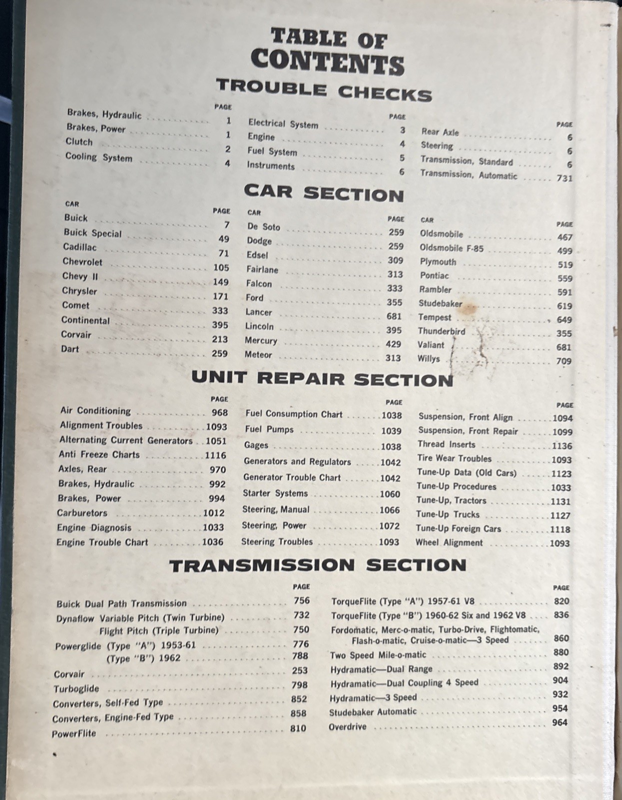 Chilton&rsquo;s Auto Repair Manual 33th Year 1962