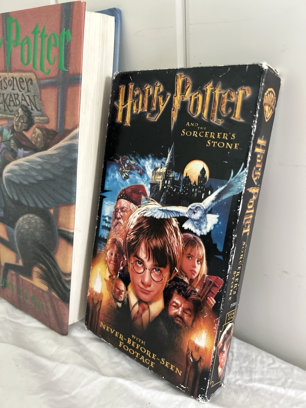 Harry Potter LOT Prisoner of Azkaban Hardcover book Sorcerer&rsquo;s Stone VHS Tape