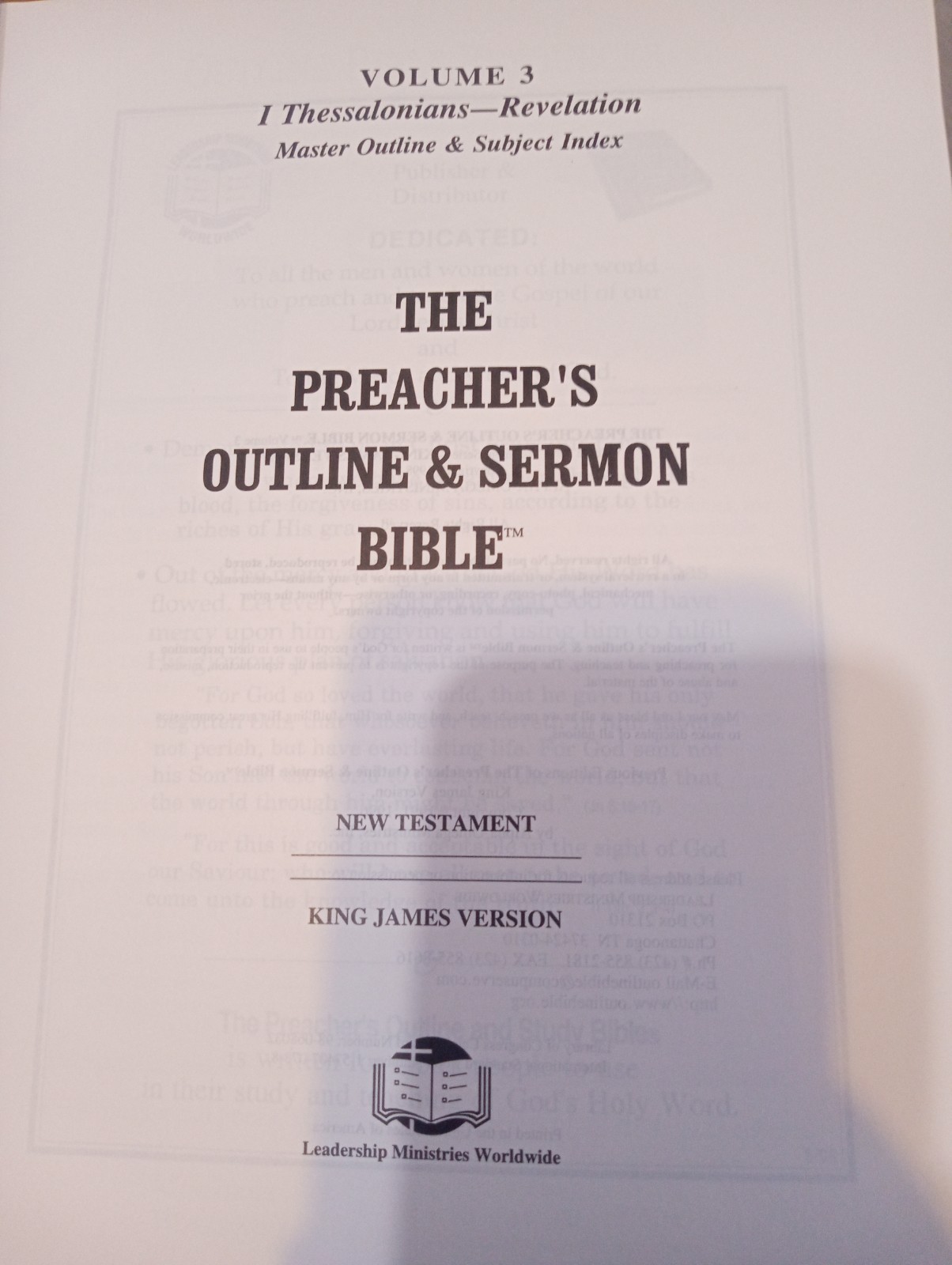The Preacher&rsquo;s Outline & Sermon Bible—KJV—-3 Volume Set—-NO SLIPCASE