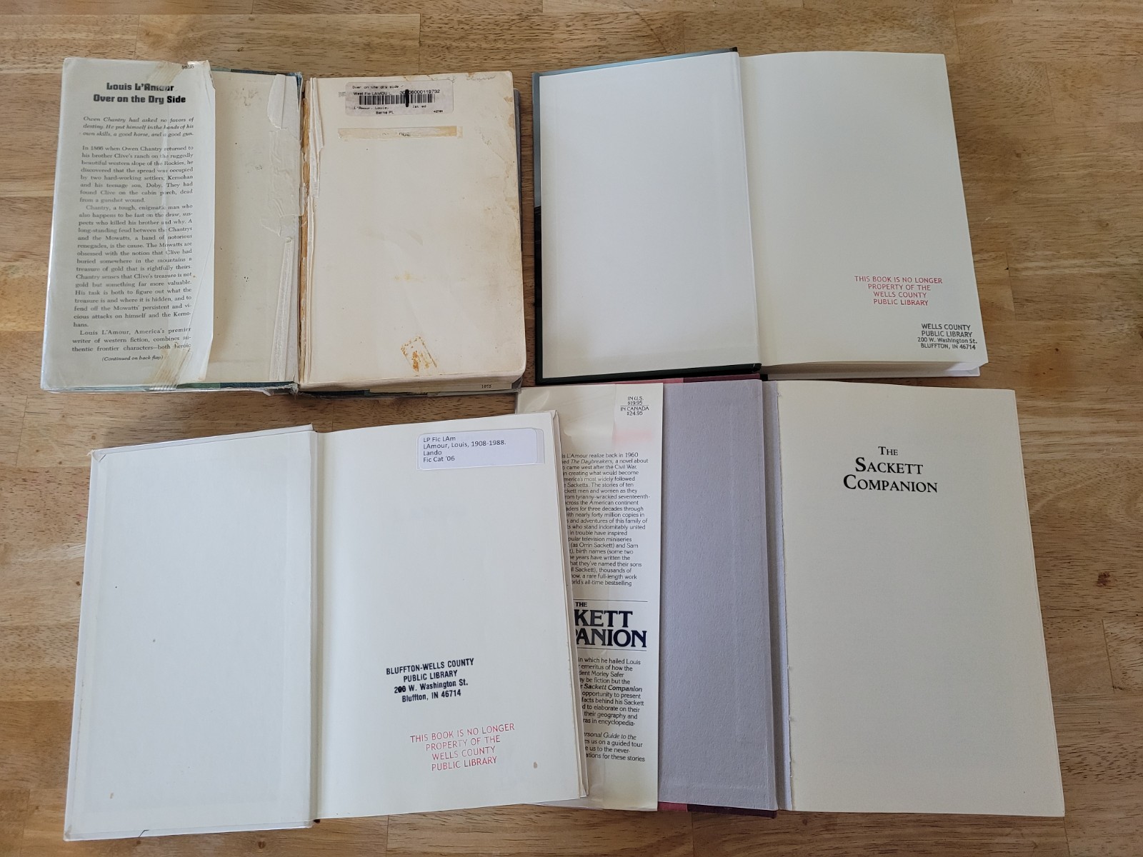 4 Louis L&rsquo;Amour Hardcover Book -2 Large Print -Sackett Companion-Ex Lib