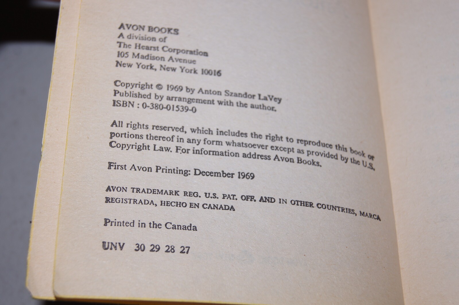 The Satanic Bible Anton LaVey Satanism 1st Edition 27th Printing Canada VTG 80s