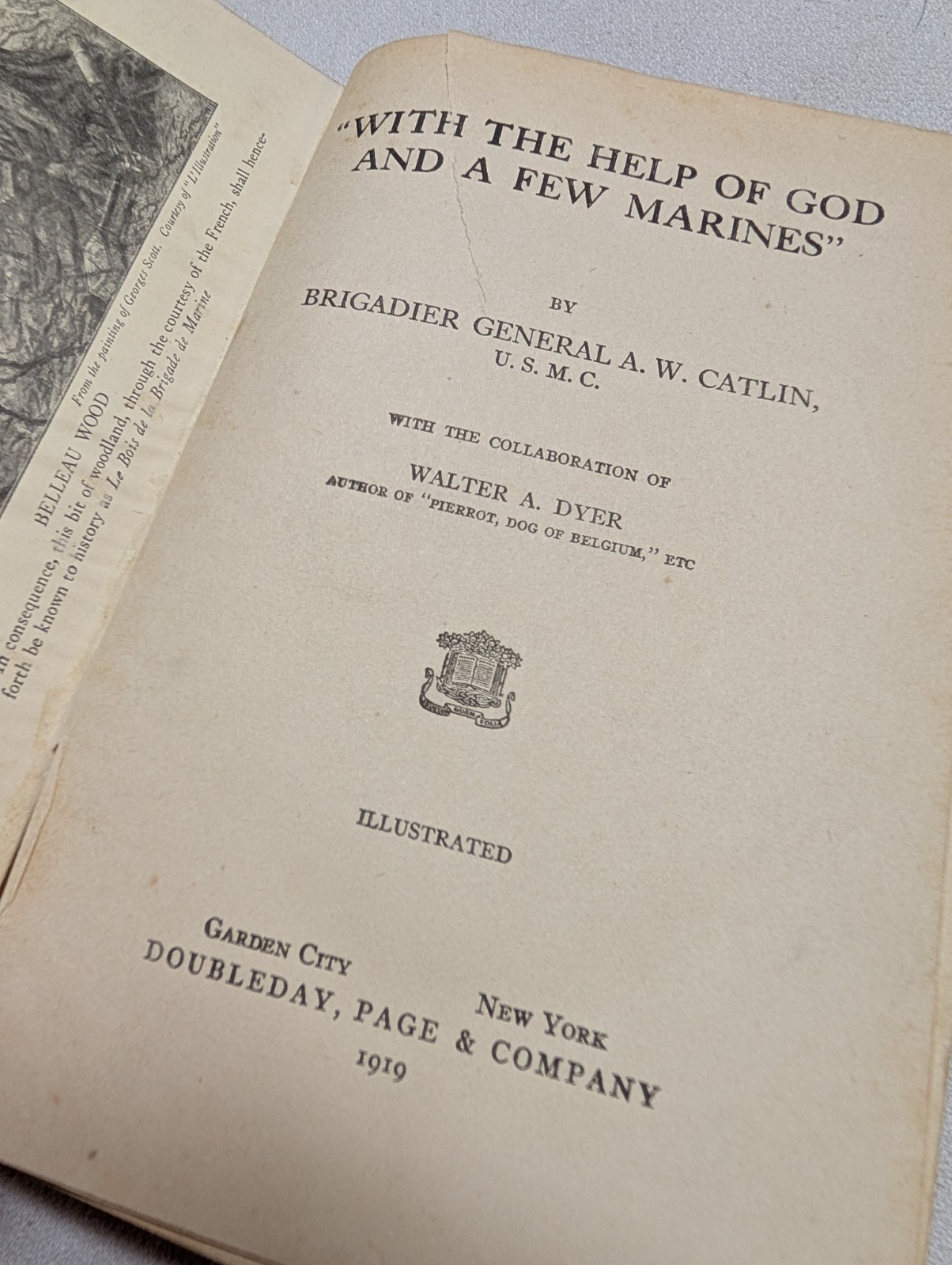 Antique 1919 With the Help of God and a Few Marines A.W. Catlin WW1 History Book