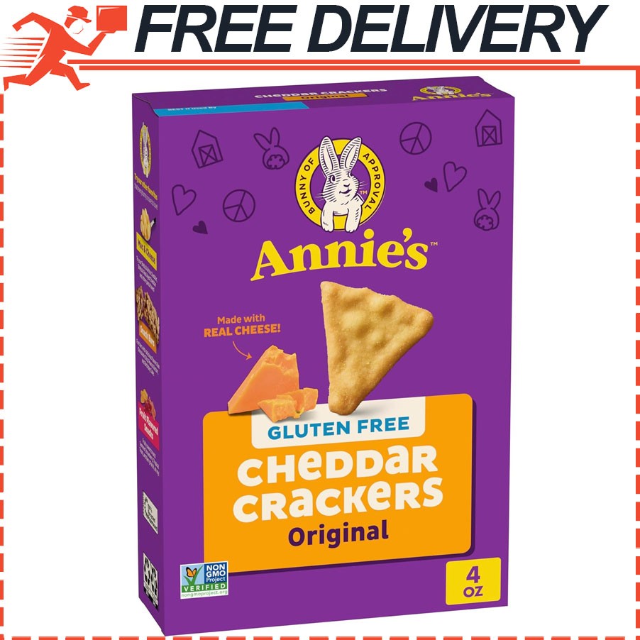 Annie&rsquo;s Gluten Free Cheddar Crackers, Original, Made with Real Cheese, 4 oz