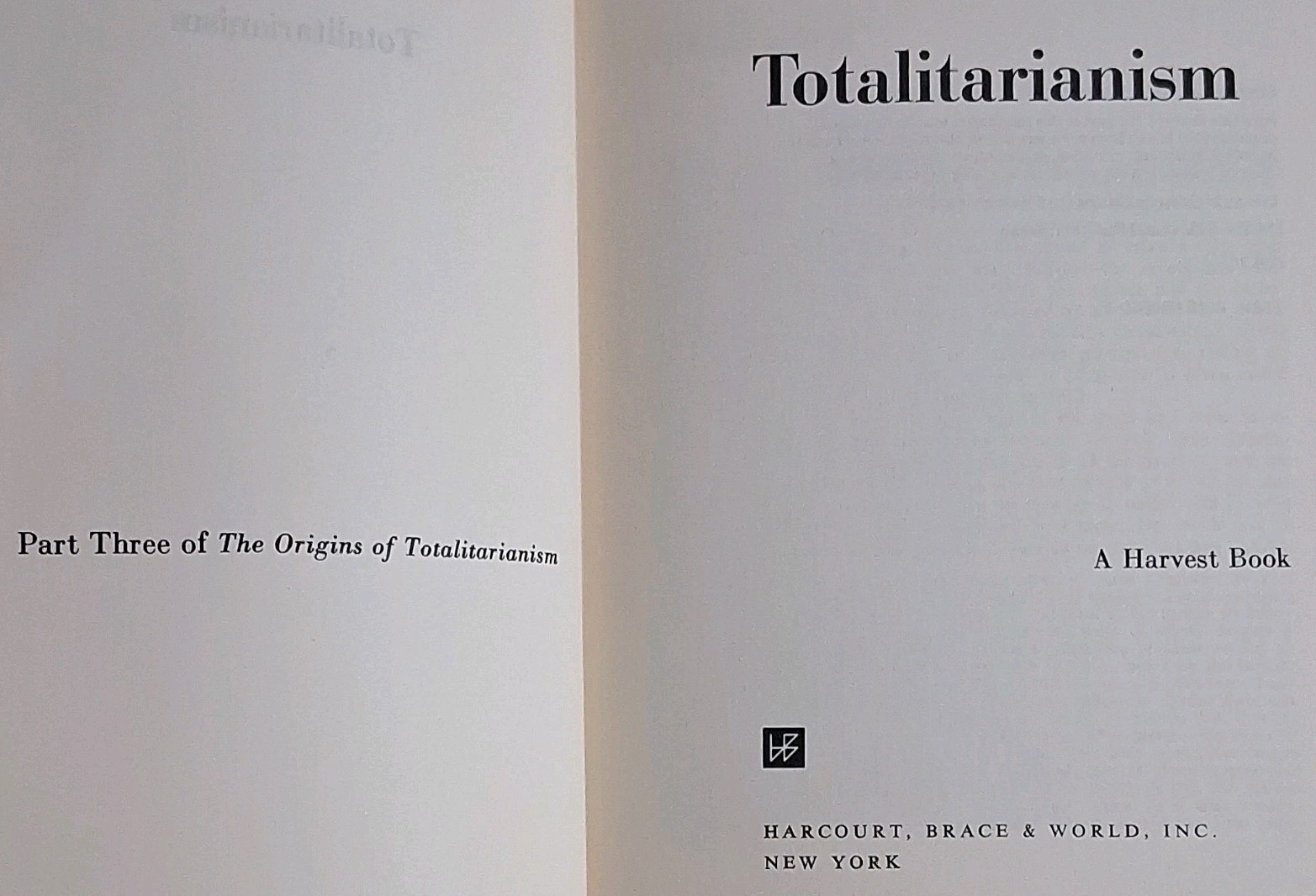 Hannah Arendt The Origins of Totalitarianism Trilogy PB Set 1970 HB 131-133