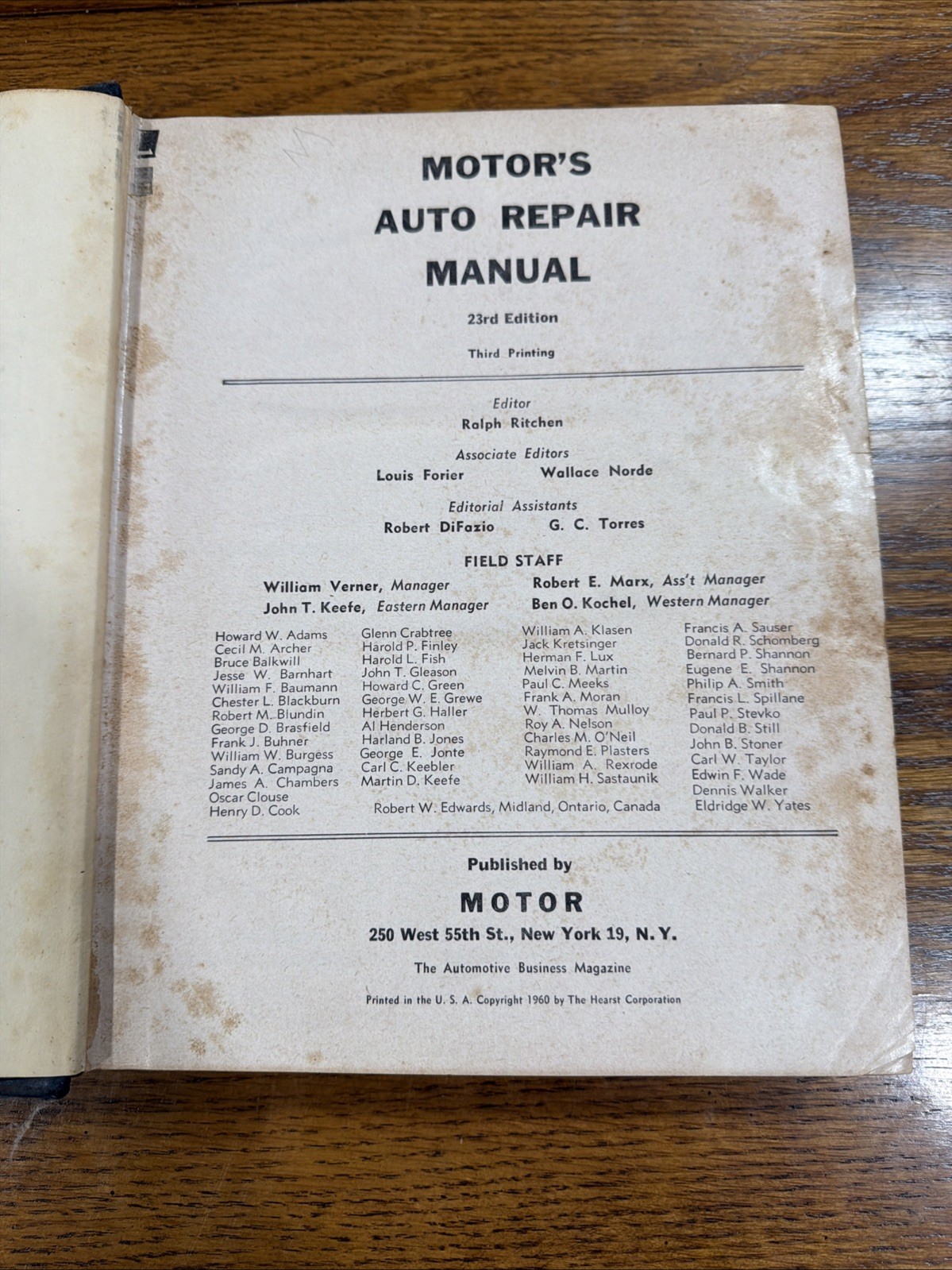 1960 Motor&rsquo;s Auto Repair Manual (covers 1953-1960) 23rd edition