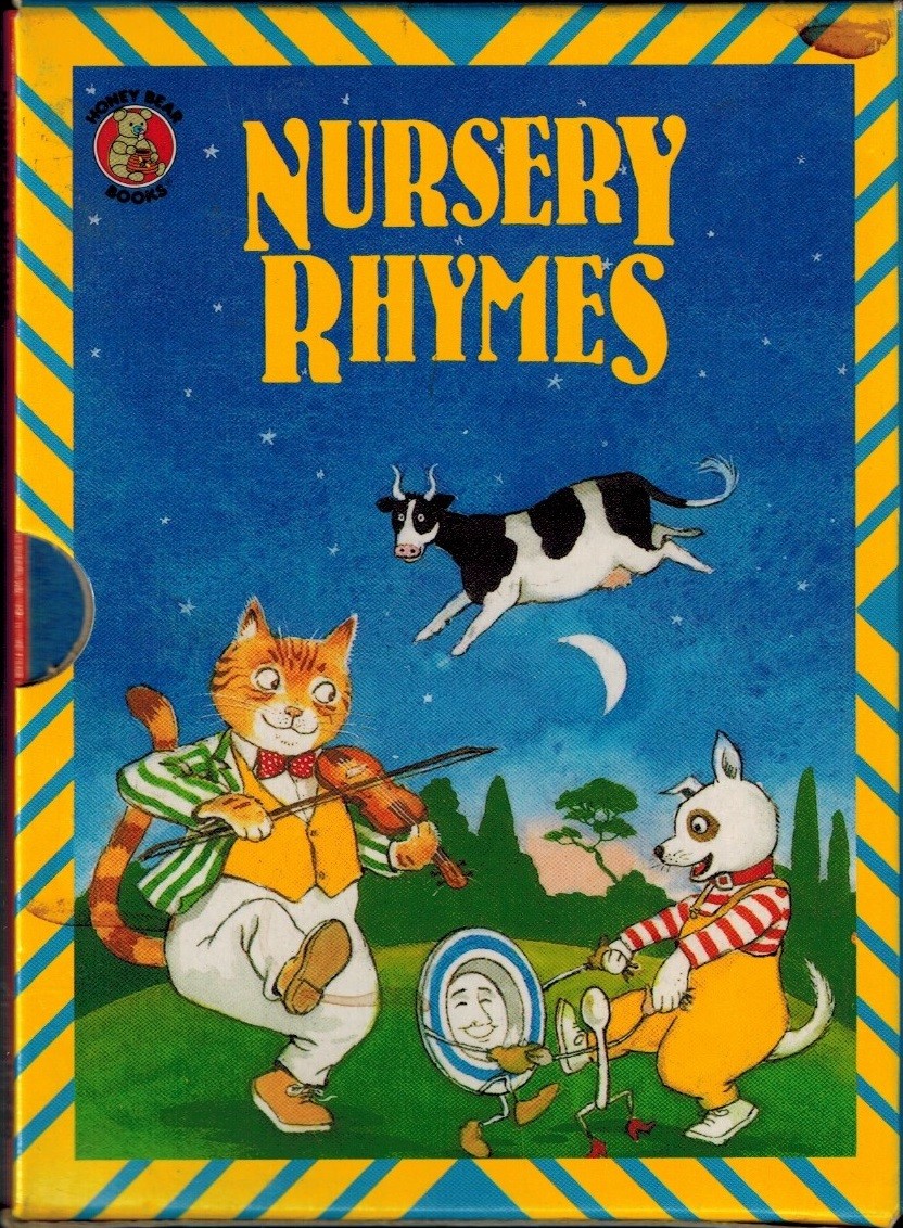 1989 Boxed 4 Honey Bear Board Books Nursery Rhymes, Animal Farm Number Rhymes