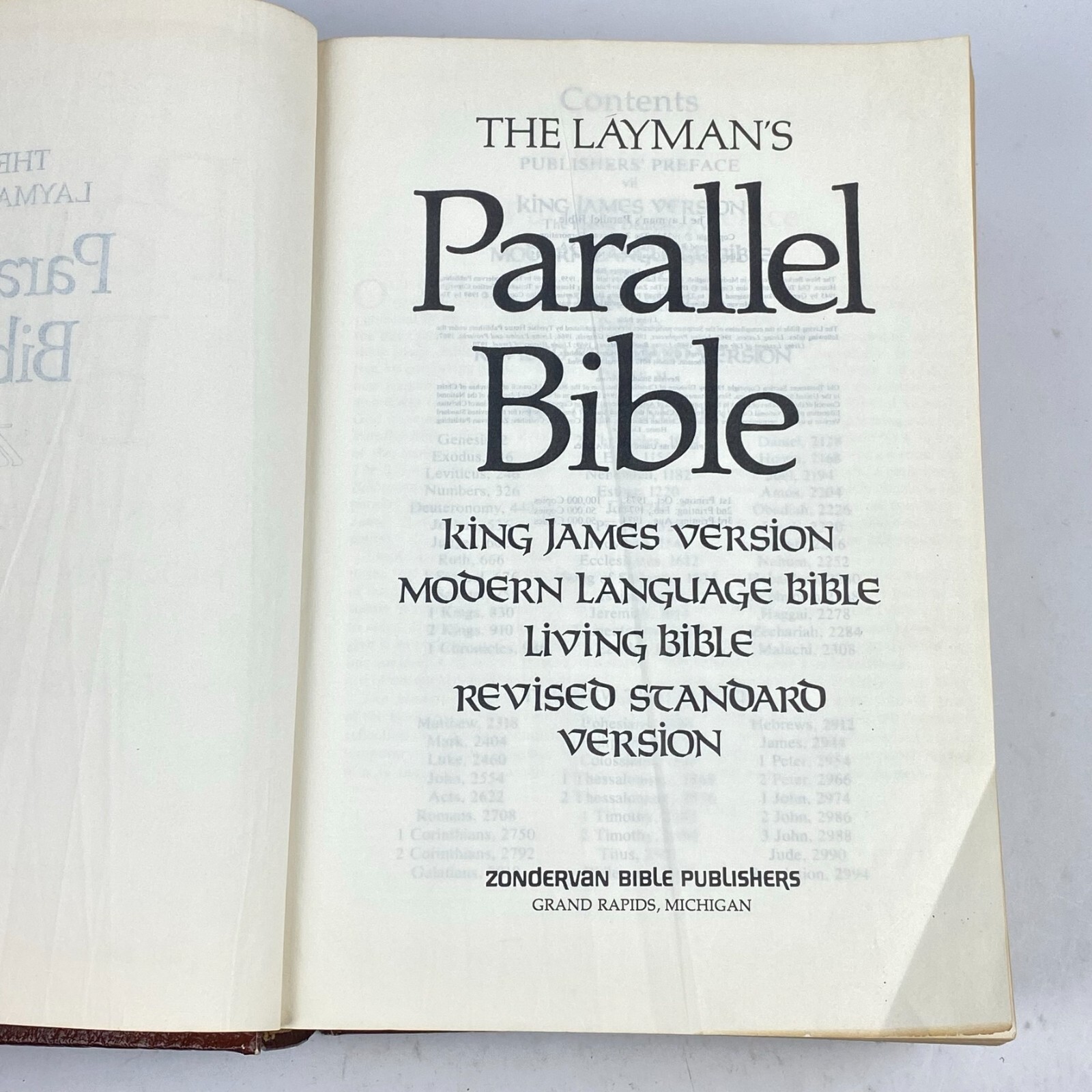 Layman&rsquo;s Parallel Bible KJV MLB Living Bible RSV Zondervan Hardcover 1973 VTG