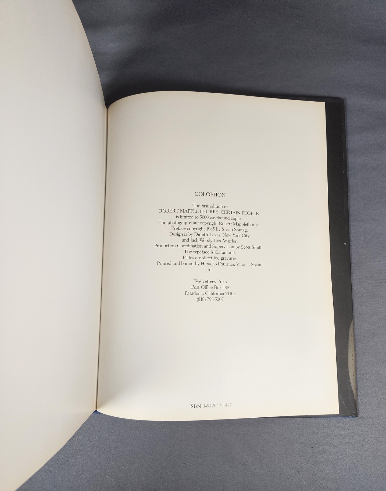 Robert Mapplethorpe: Certain People 1985 Twelvetrees Press First Edition 1/5000