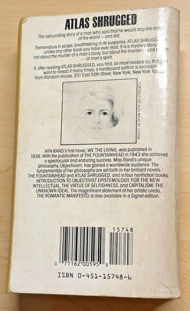 Ayn Rand Vintage Signet Paperback Book Lot of 4 Atlas Shrugged Anthem Fiction