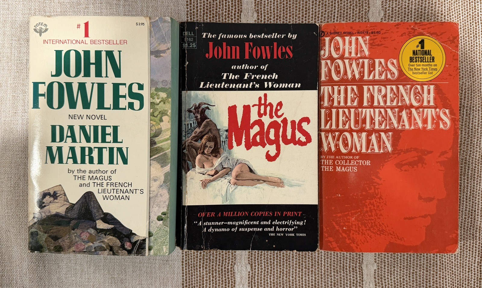 Lot of 3 Vintage Paperbacks by John Fowles, Magus, French Lieutenant&rsquo;s Woman