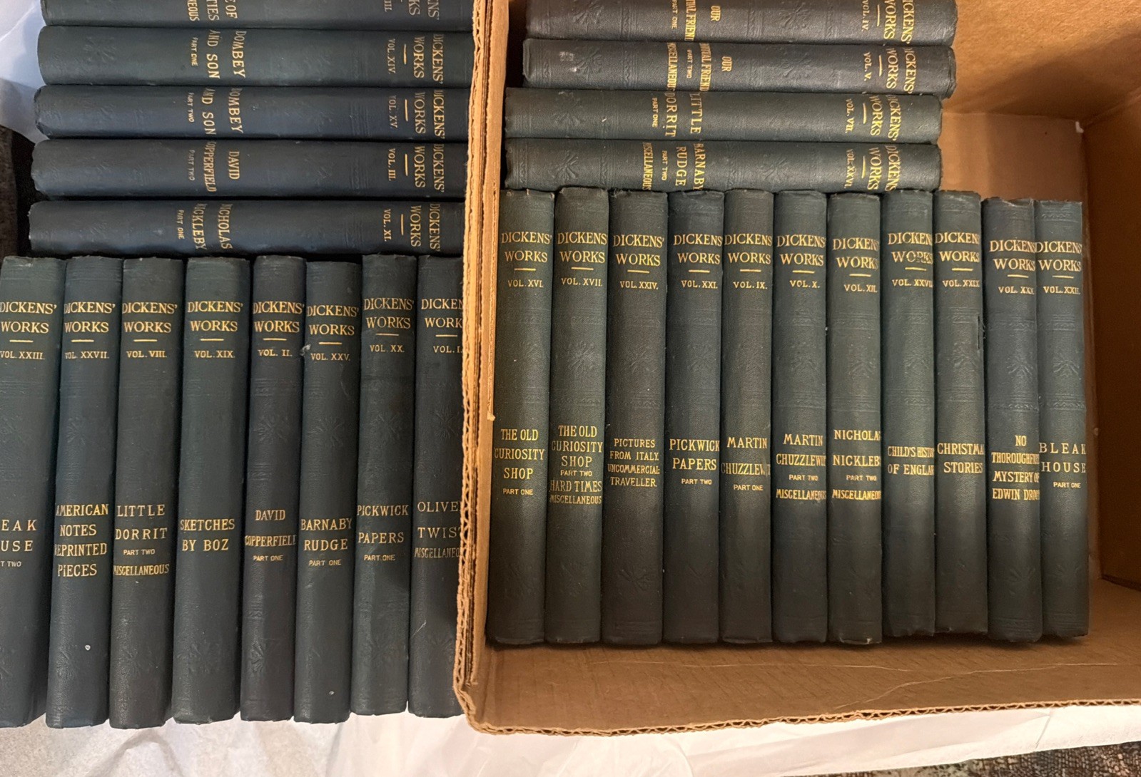 Antique 1890&rsquo;s The Works Of Charles Dickens Peter Fenelon Collier Lot Of 28/30