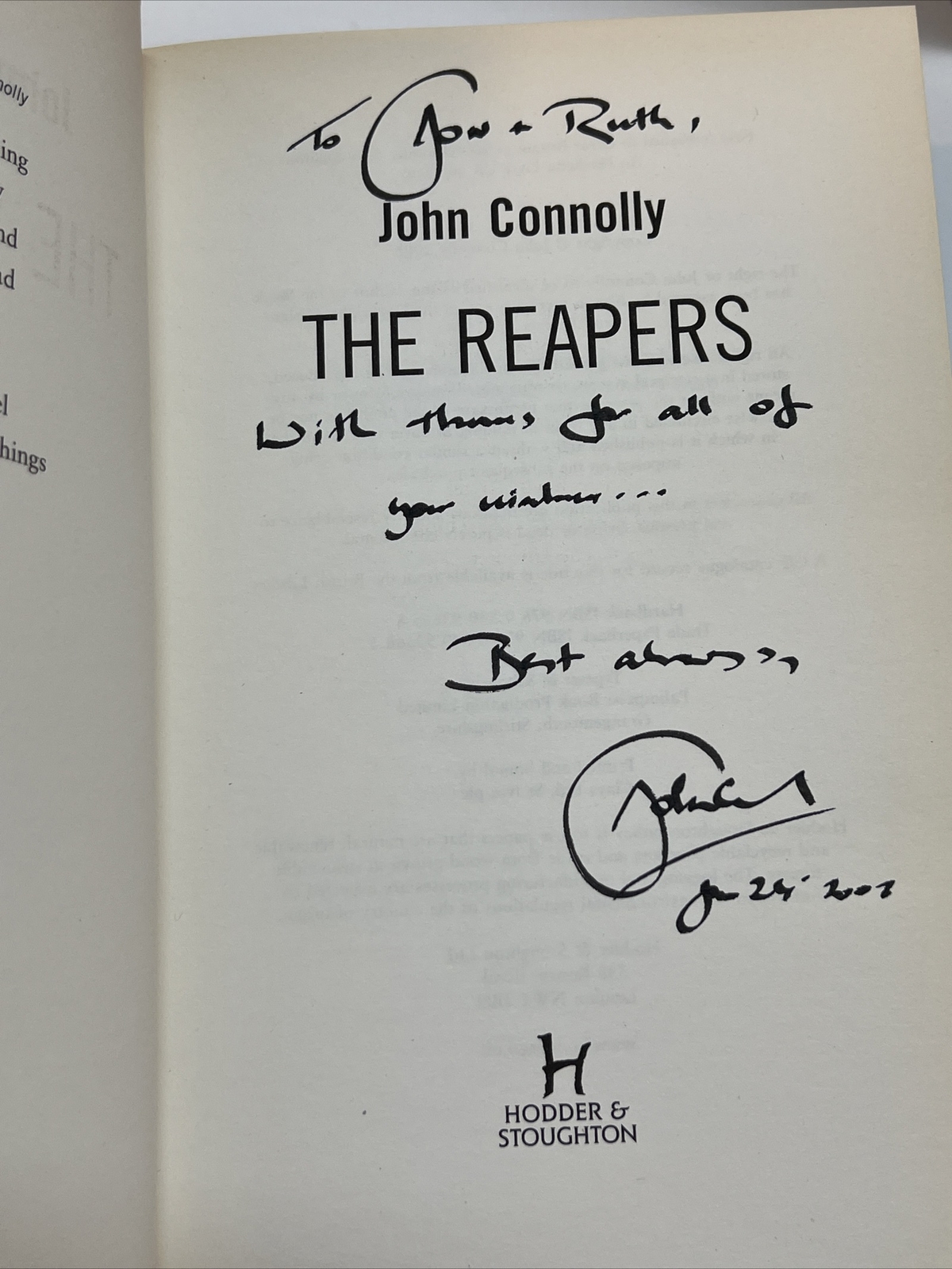 John Connolly The Reapers, The Burning Soul & The Unquiet All Signed UK 1st Ed.