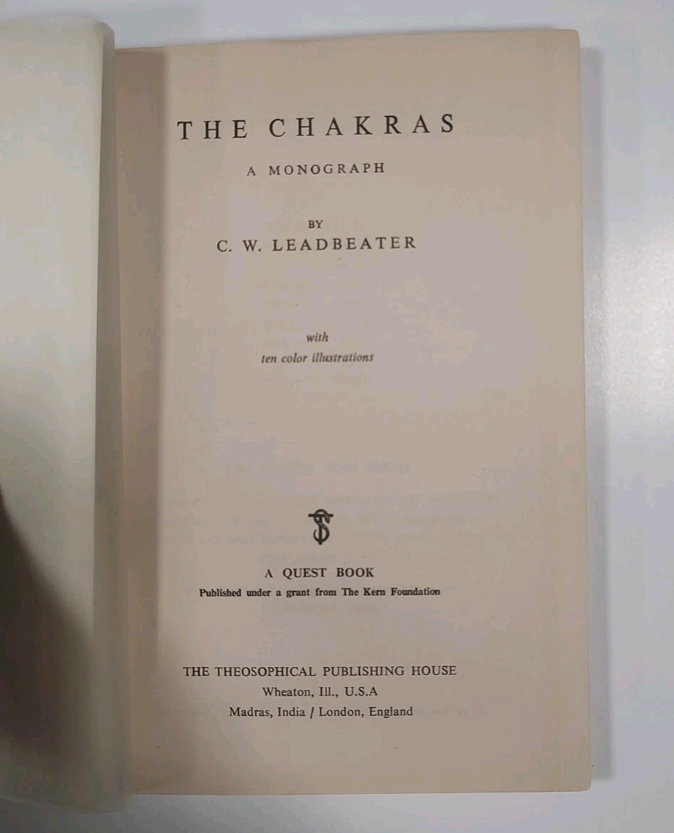 The Chakras C.W. Leadbeater 10 Color Plates Paperback 1972 Theophysical Society