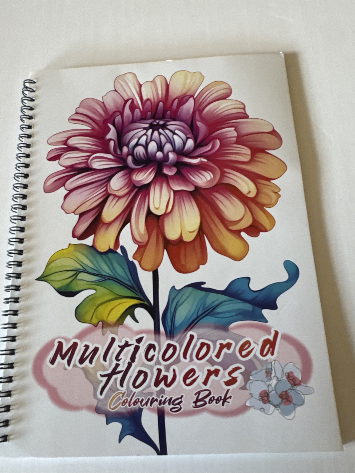 8 1/2 X 11 Spiral Adult Coloring Book Multicolored Flowers NEW Shipping Included