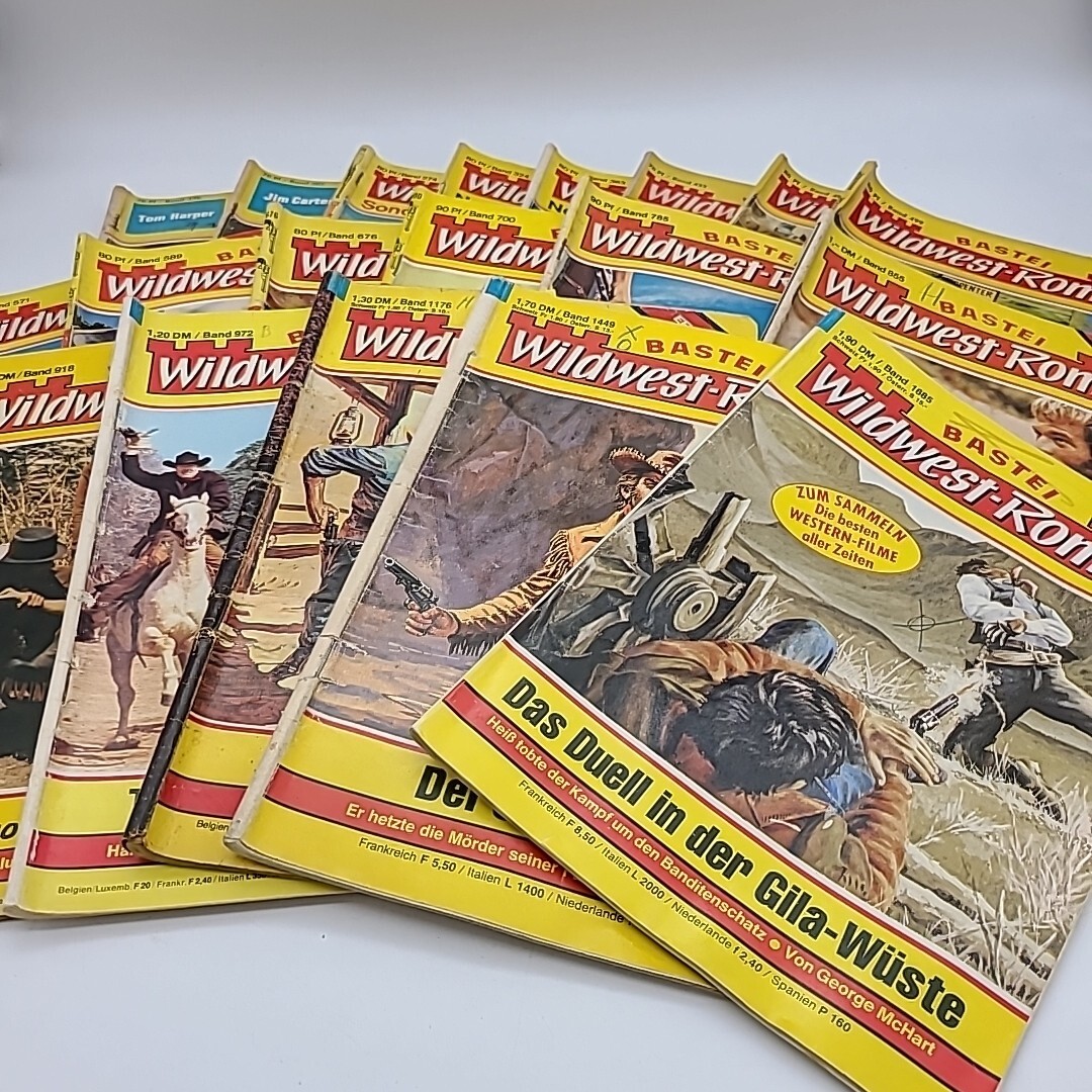 19 BASTEI Wildwest-Roman Western Pulp Fiction German Booklets Books 1960-70&rsquo;s