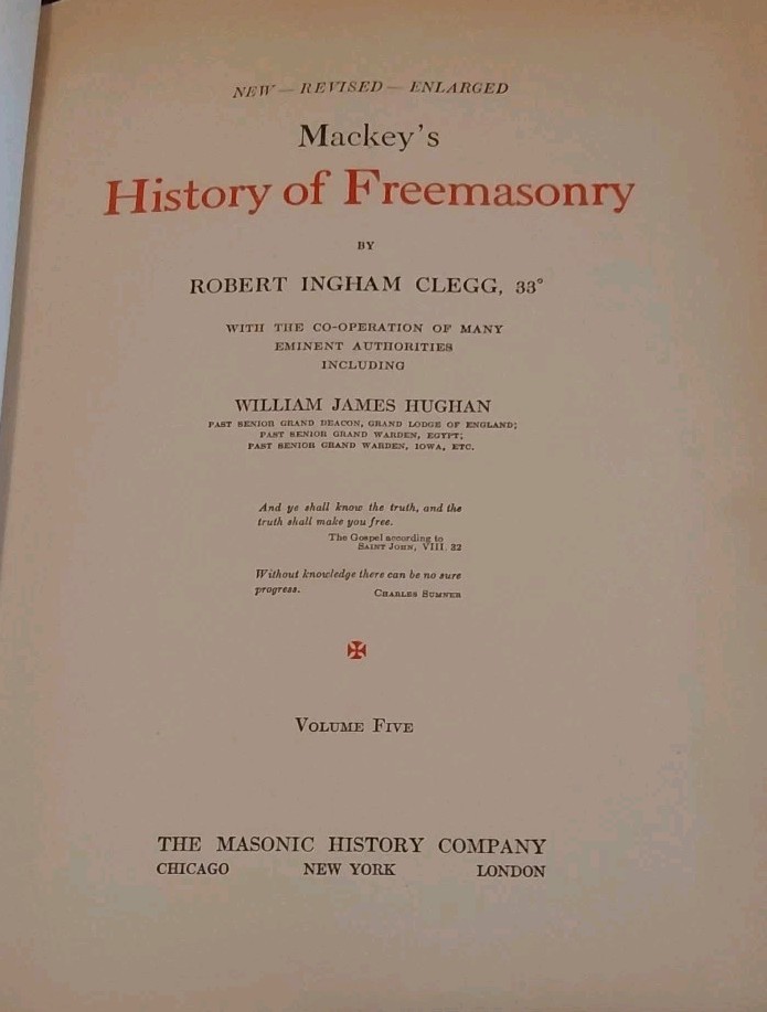 Antique 1921 Mackey&rsquo;s Revised History of Freemasonry ~ Volume 5 Clegg Very Good
