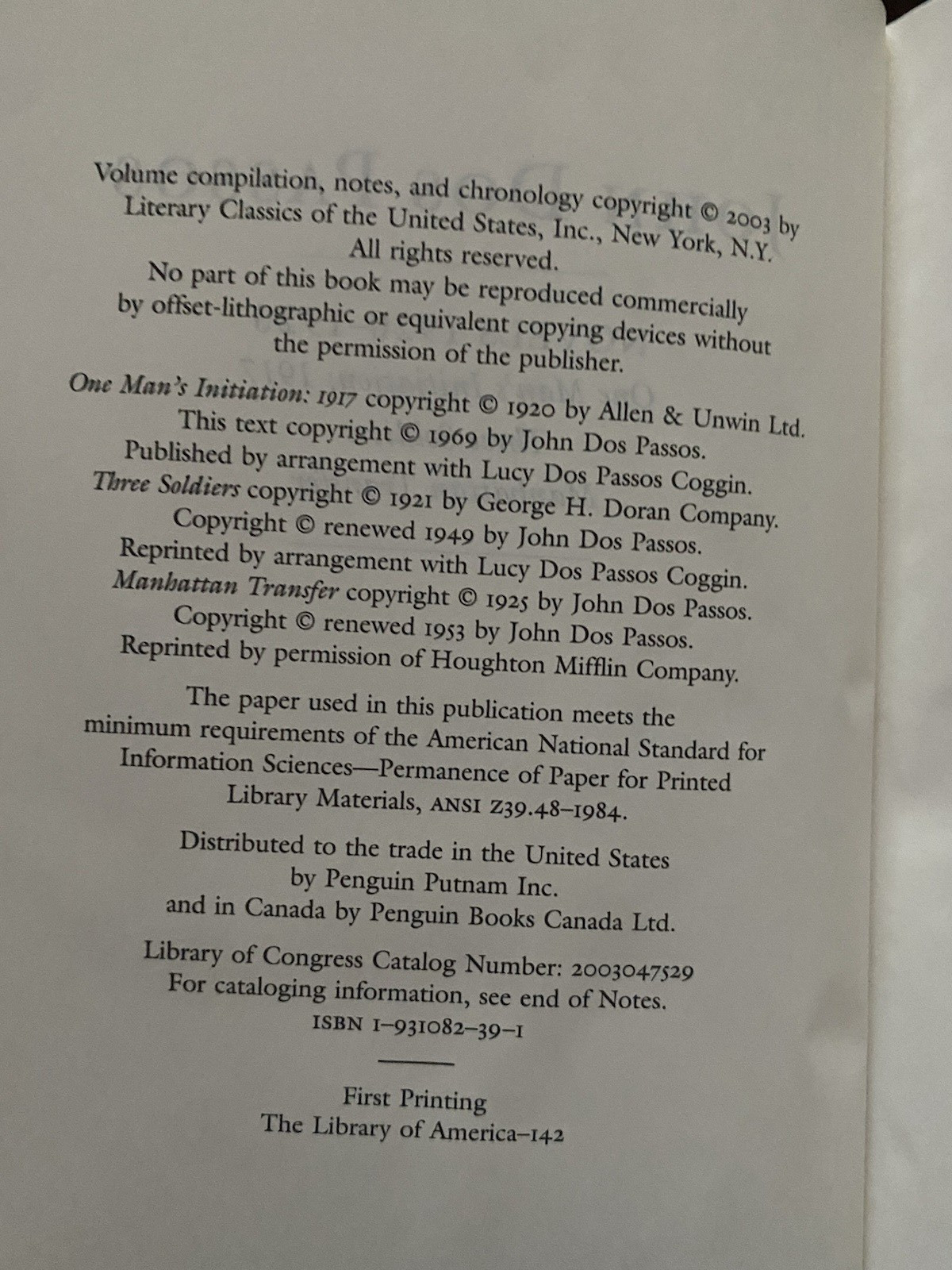 John Dos Passos 3 Volumes The Library of America Slipcase
