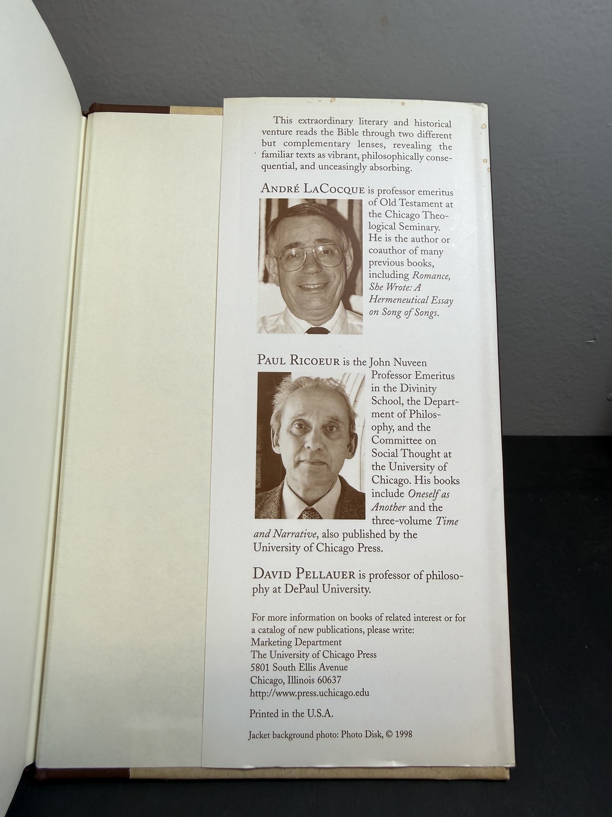 Thinking Biblically Exegetical and Hermeneutical Studies LaCocque Ricoeur 1998