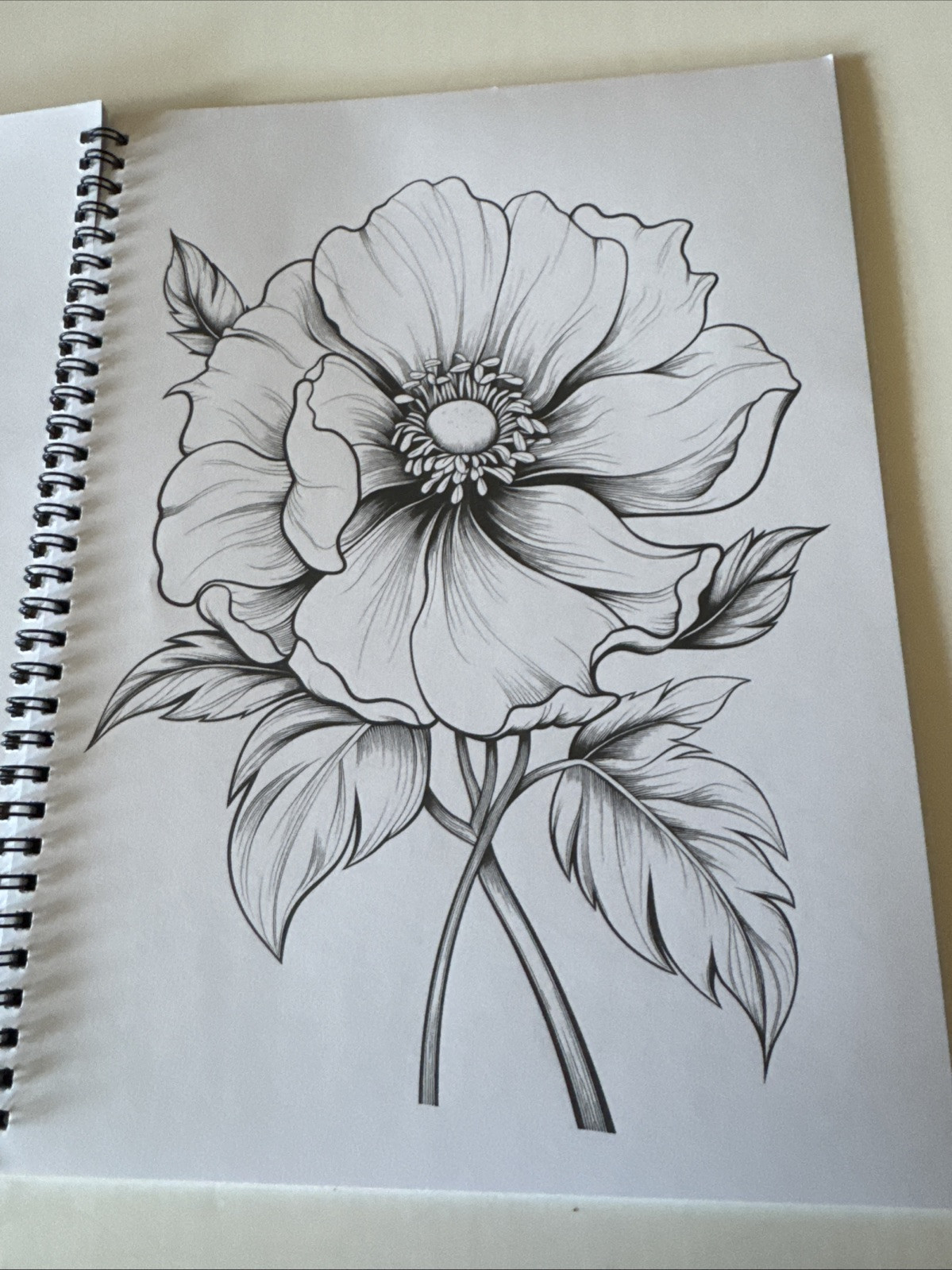 8 1/2 X 11 Spiral Adult Coloring Book Multicolored Flowers NEW Shipping Included