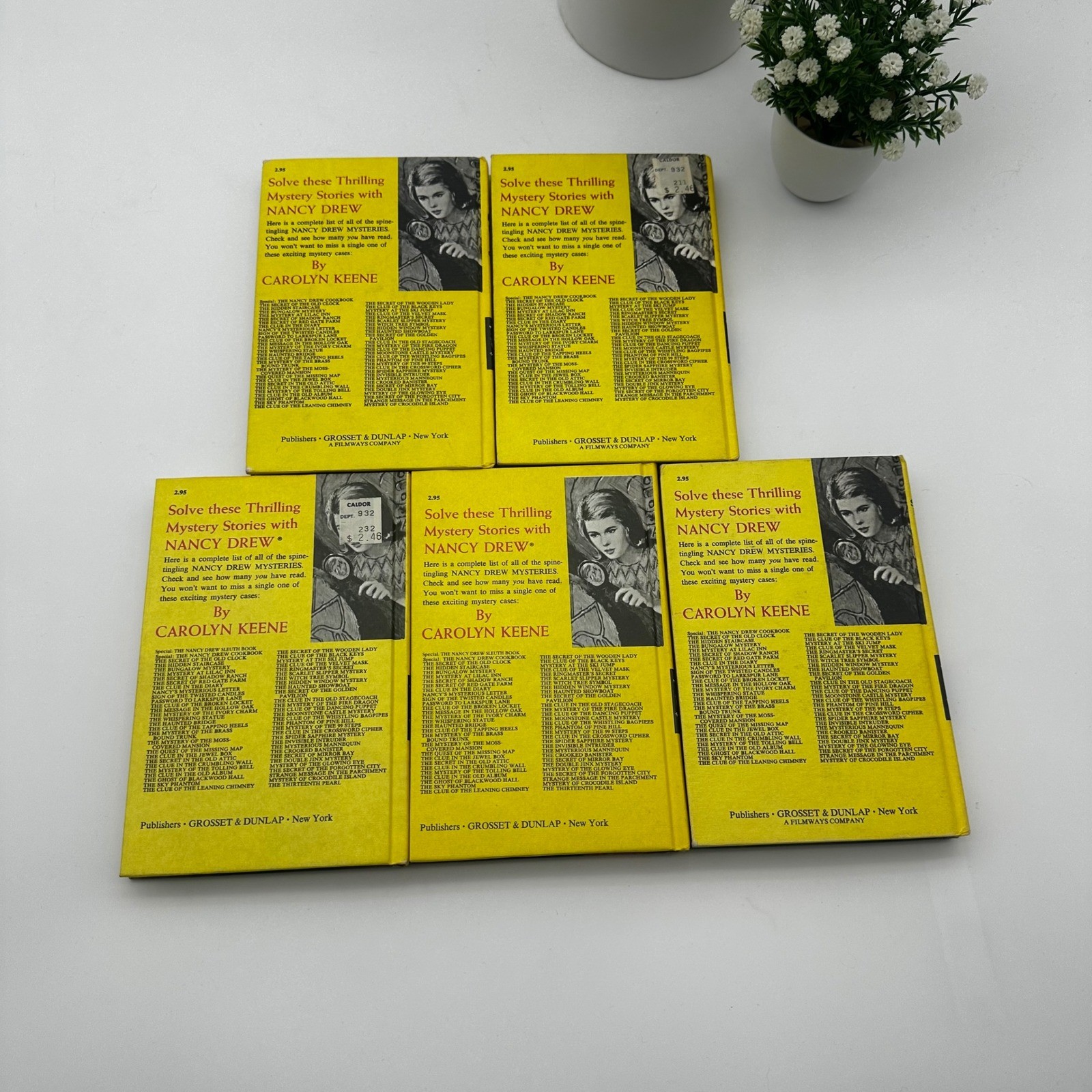 Lot of 5 Nancy Drew Yellow Matte Hardcover 60&rsquo;s & 70&rsquo;s #11,13,17,20,21 Keene