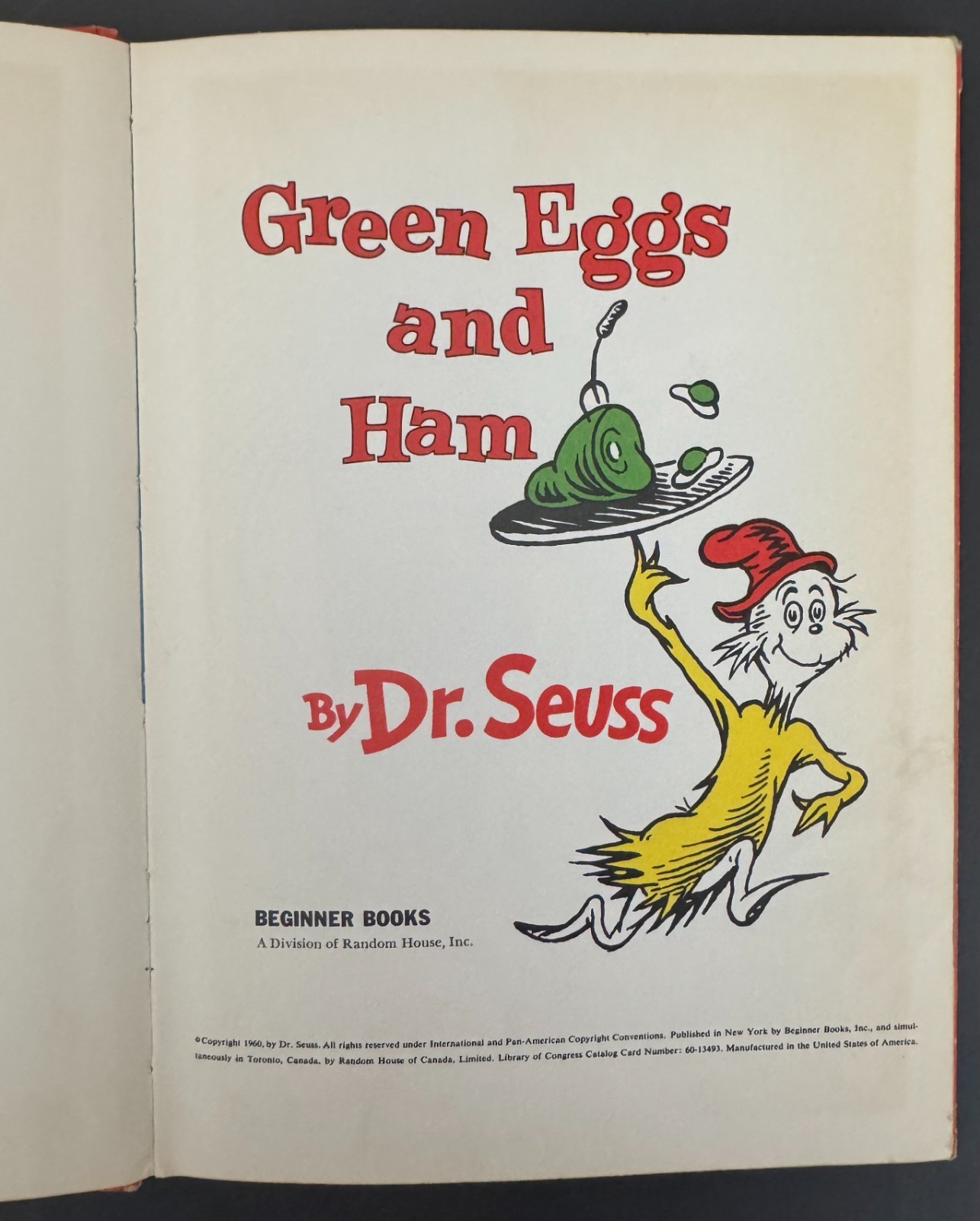 Green Eggs and Ham Dr. Seuss 1960 1st Edition Hardcover Beginner Books