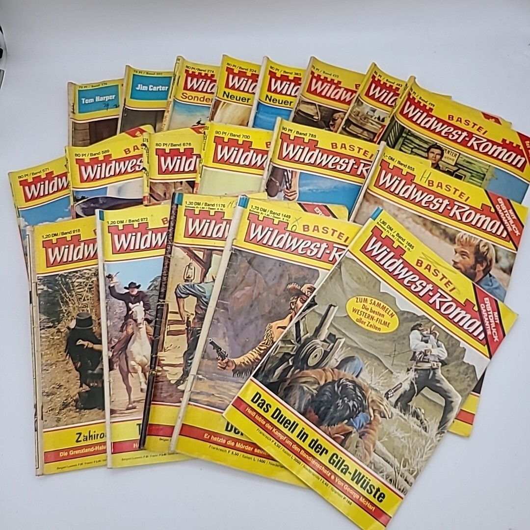19 BASTEI Wildwest-Roman Western Pulp Fiction German Booklets Books 1960-70&rsquo;s