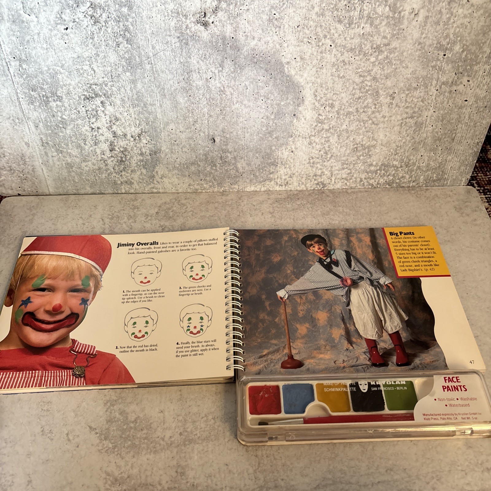 Vintage 1990 Face Painting kids craft book spiral found Klutz Editors