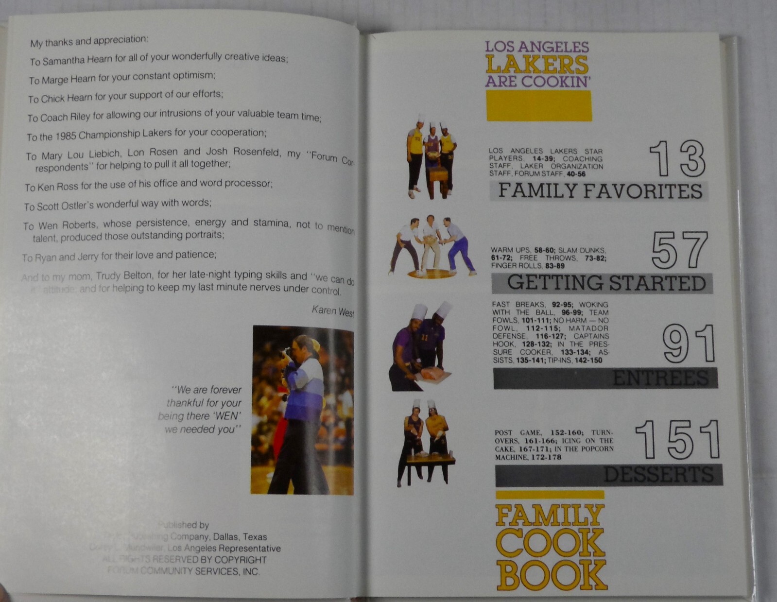 World Champion Los Angeles Lakers Are Cookin&rsquo; Family Cookbook 1985 HC 184 pages