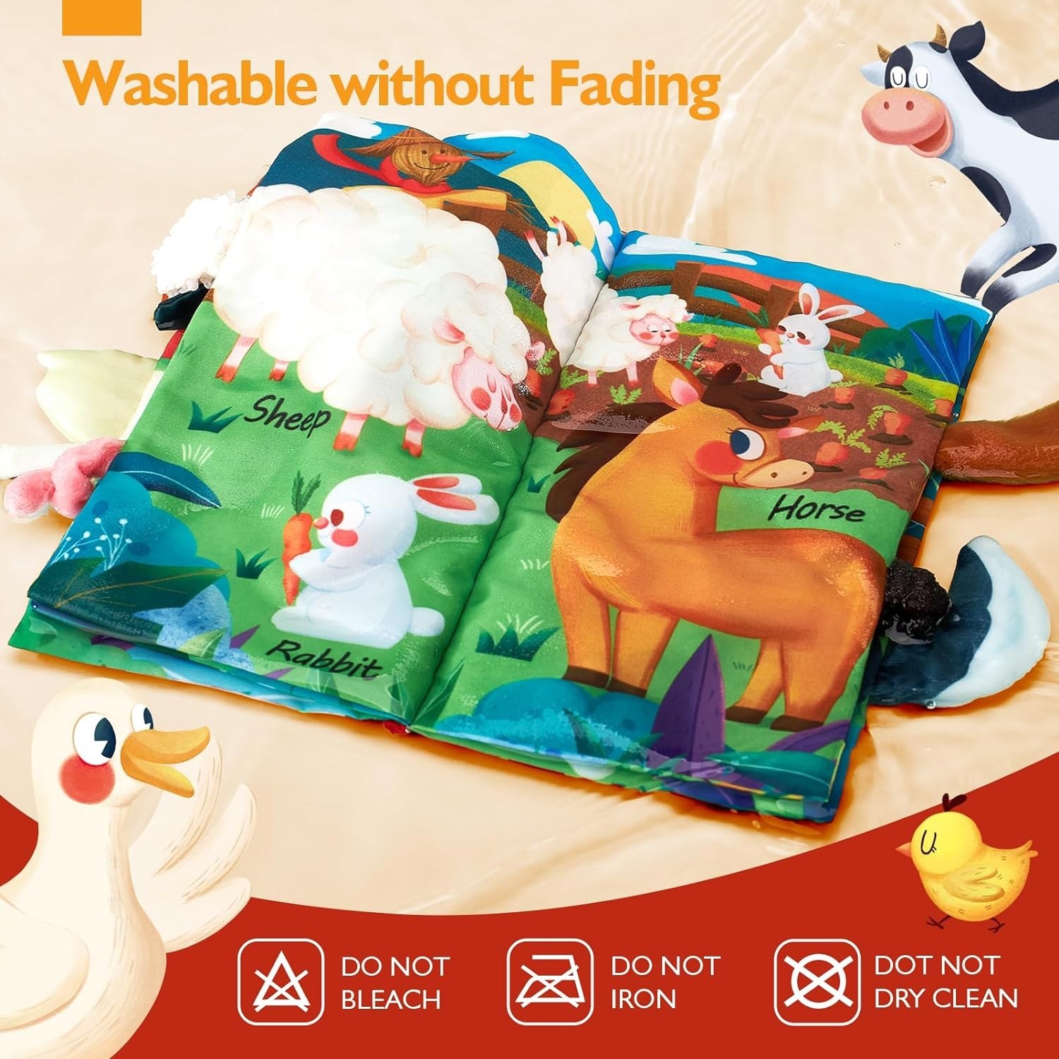 Multicolored Farm Tails Cloth Book – Engaging Sensory Experience for Babies