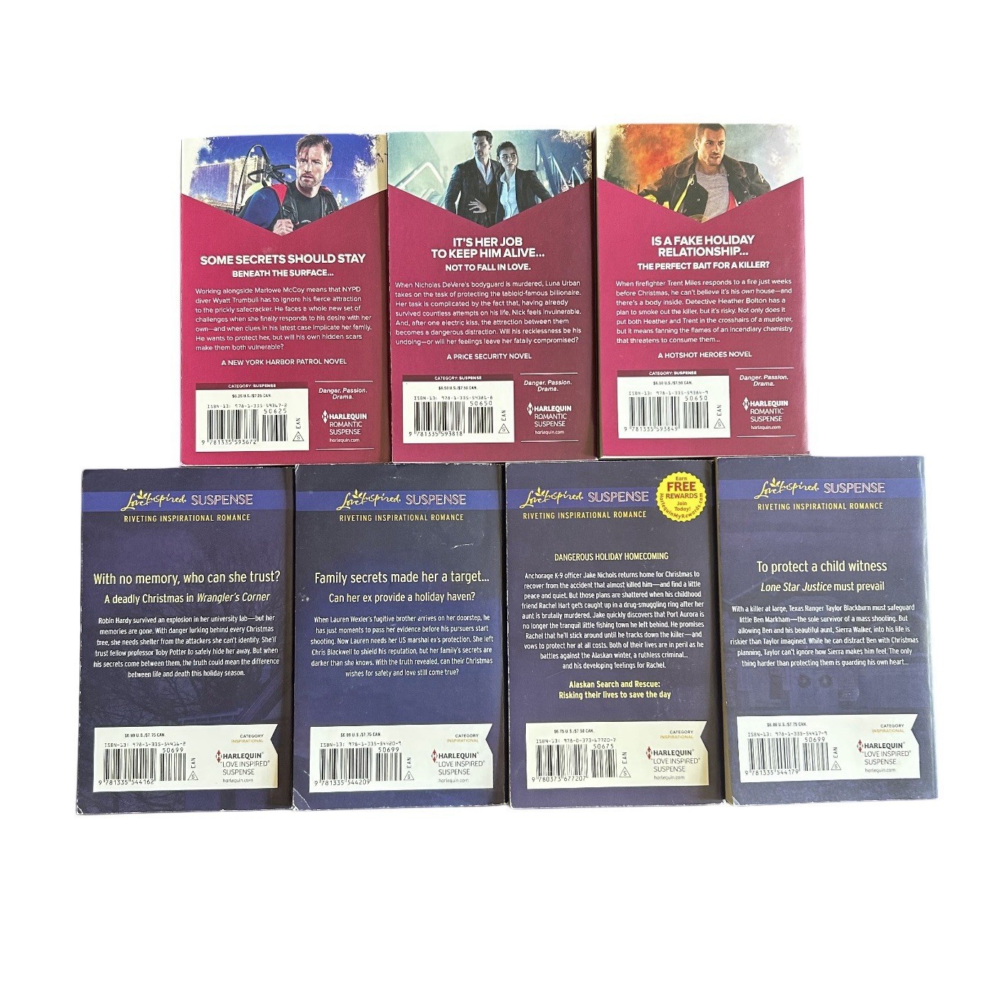 7 Harlequin Love Inspired Suspense Novels Paperback Lot Larger Print
