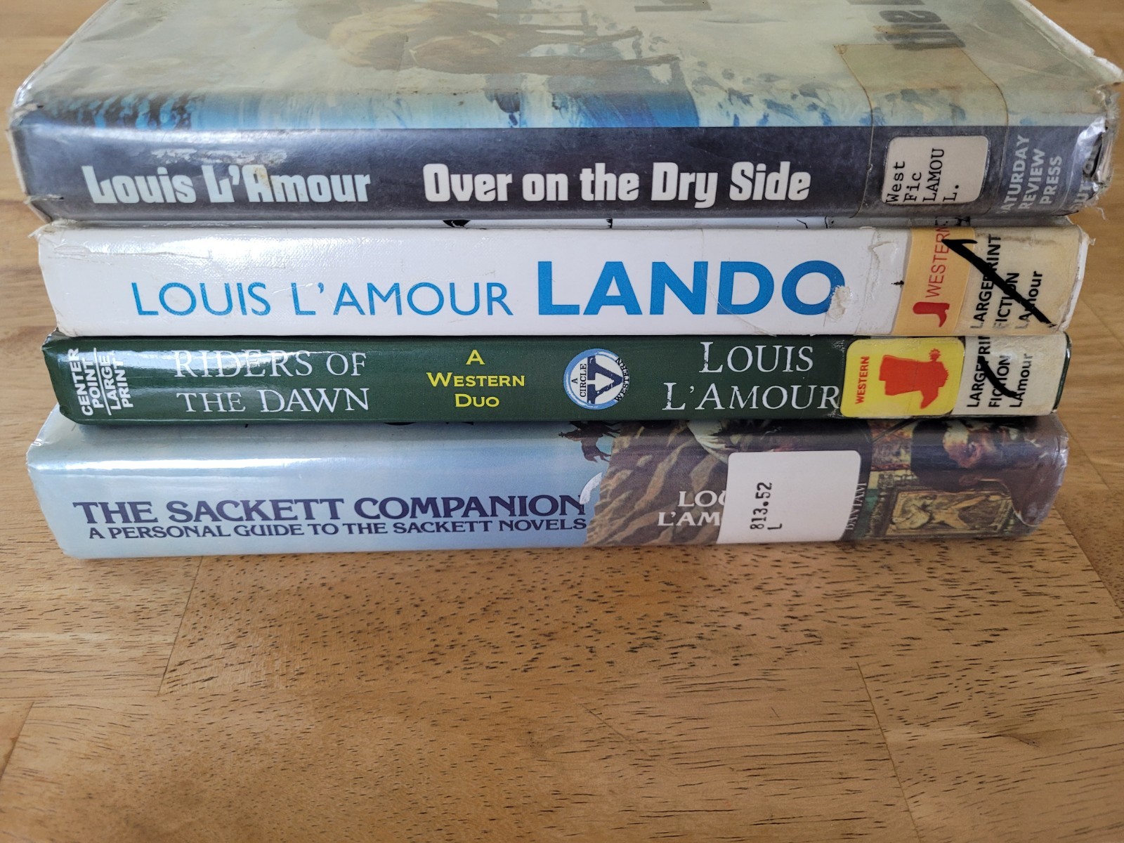 4 Louis L&rsquo;Amour Hardcover Book -2 Large Print -Sackett Companion-Ex Lib