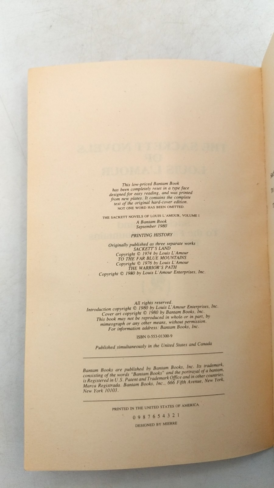 The Sackett Novels of Louis L&rsquo;Amour Volume I Louis L&rsquo;Amour Hardcover 1980