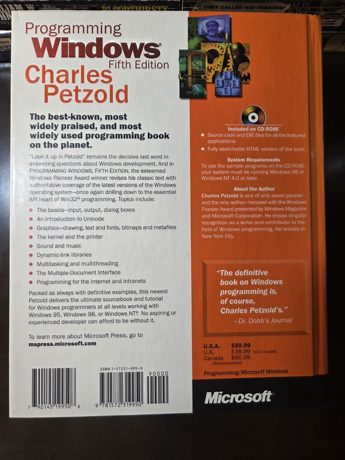 Programming Windows Fifth Edition Charles Petzold Hardcover Microsoft Press Win…