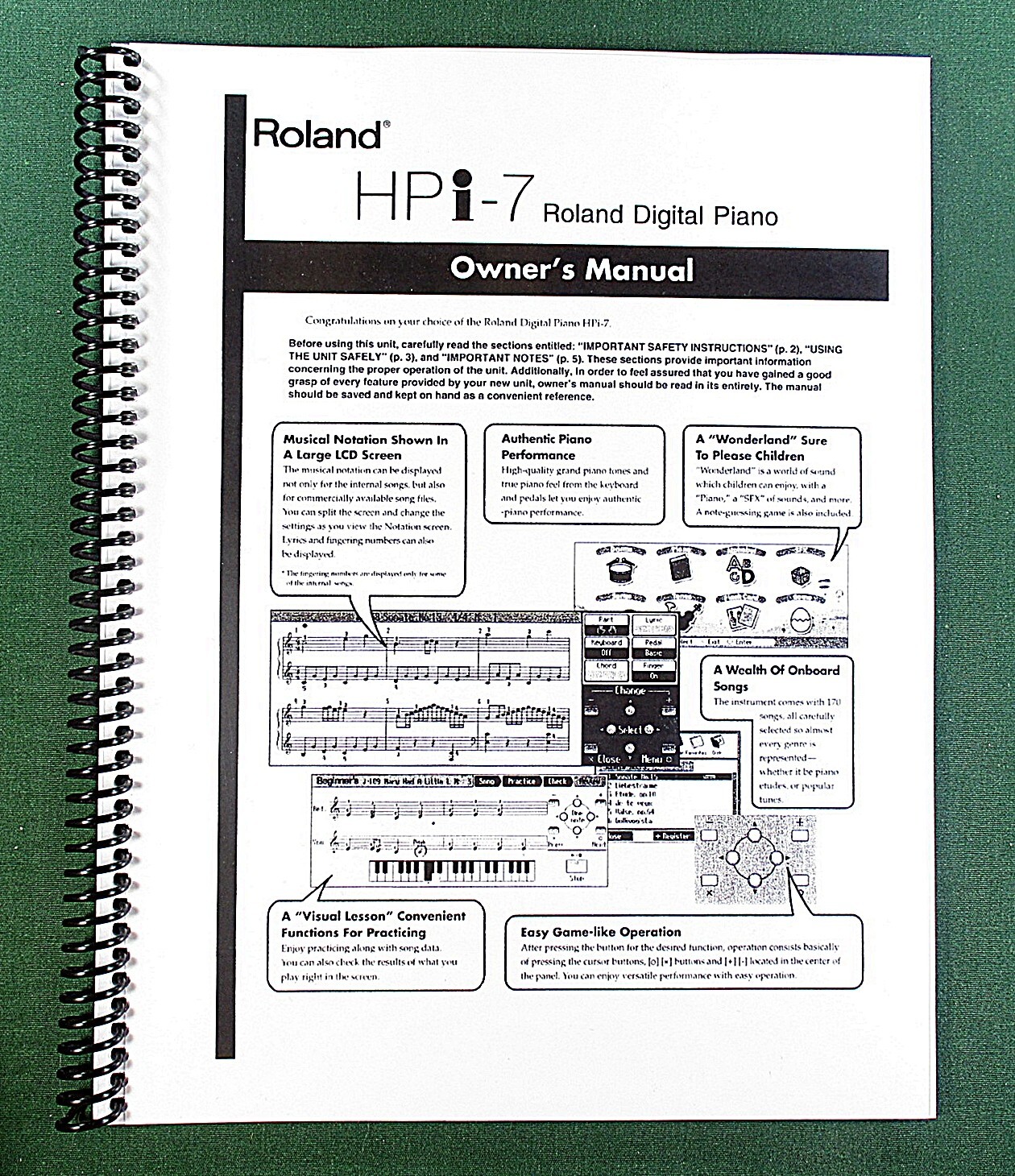 Roland HPi-7 Owner&rsquo;s Instruction Manual: 114 Pages & Protective Covers!