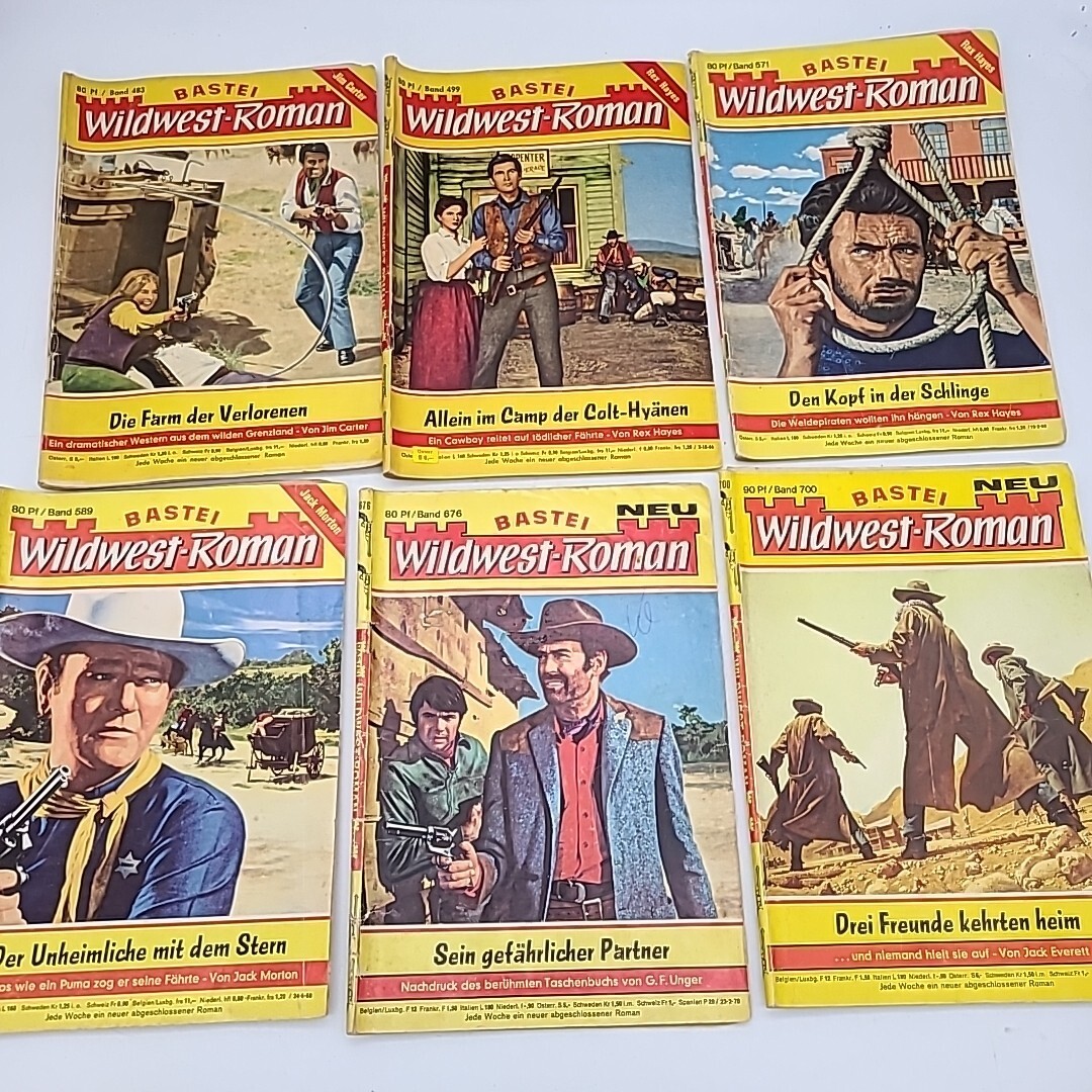 19 BASTEI Wildwest-Roman Western Pulp Fiction German Booklets Books 1960-70&rsquo;s