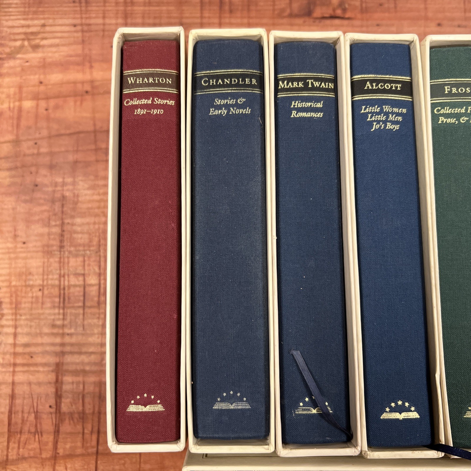 10 The Library of America Books in Slipcases – Twain, Frost, Alcott; 1st Prints