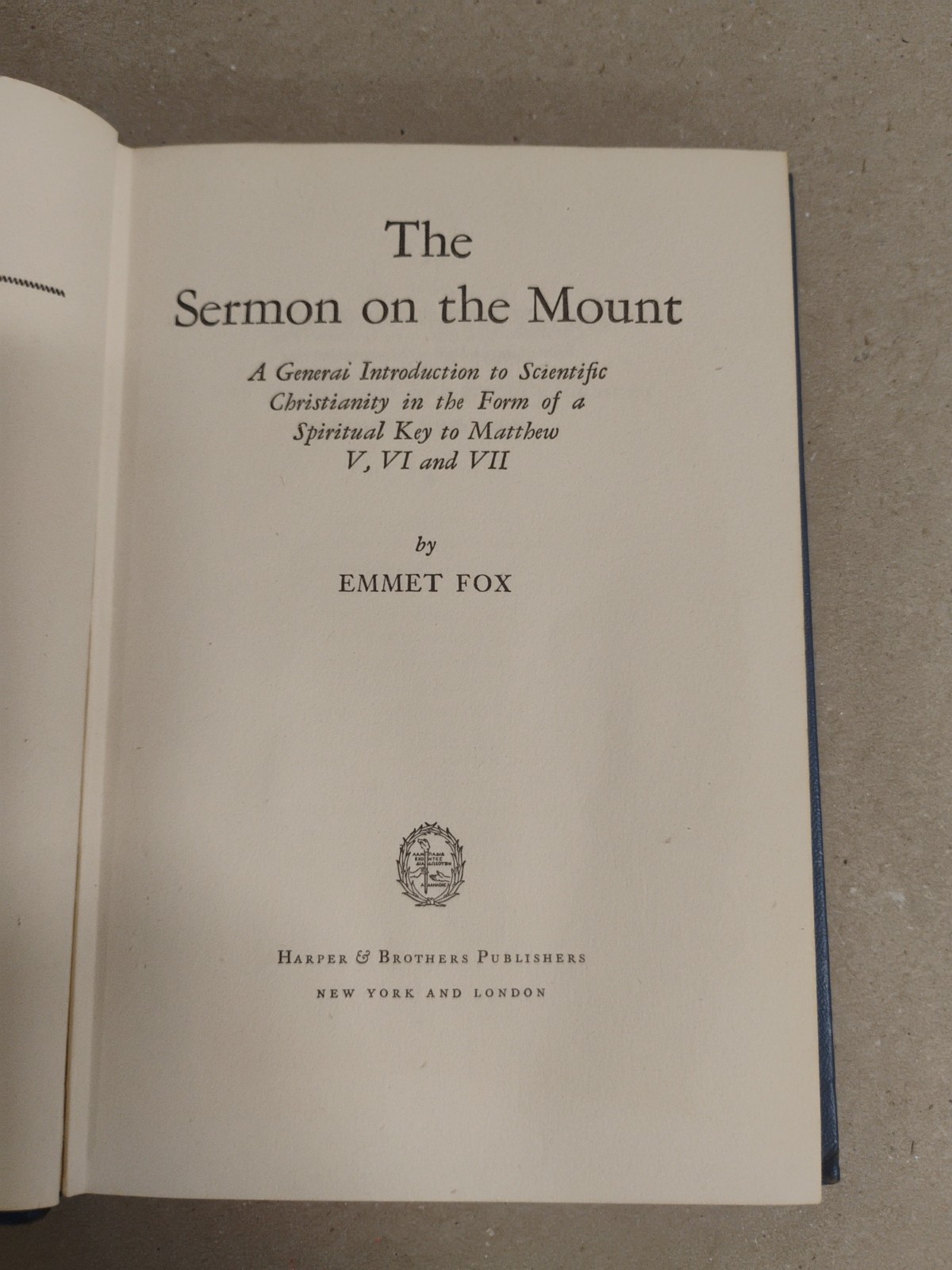 Emmet Fox The Sermon On The Mount Vintage Hardcover Spirituality 1930s (C26)