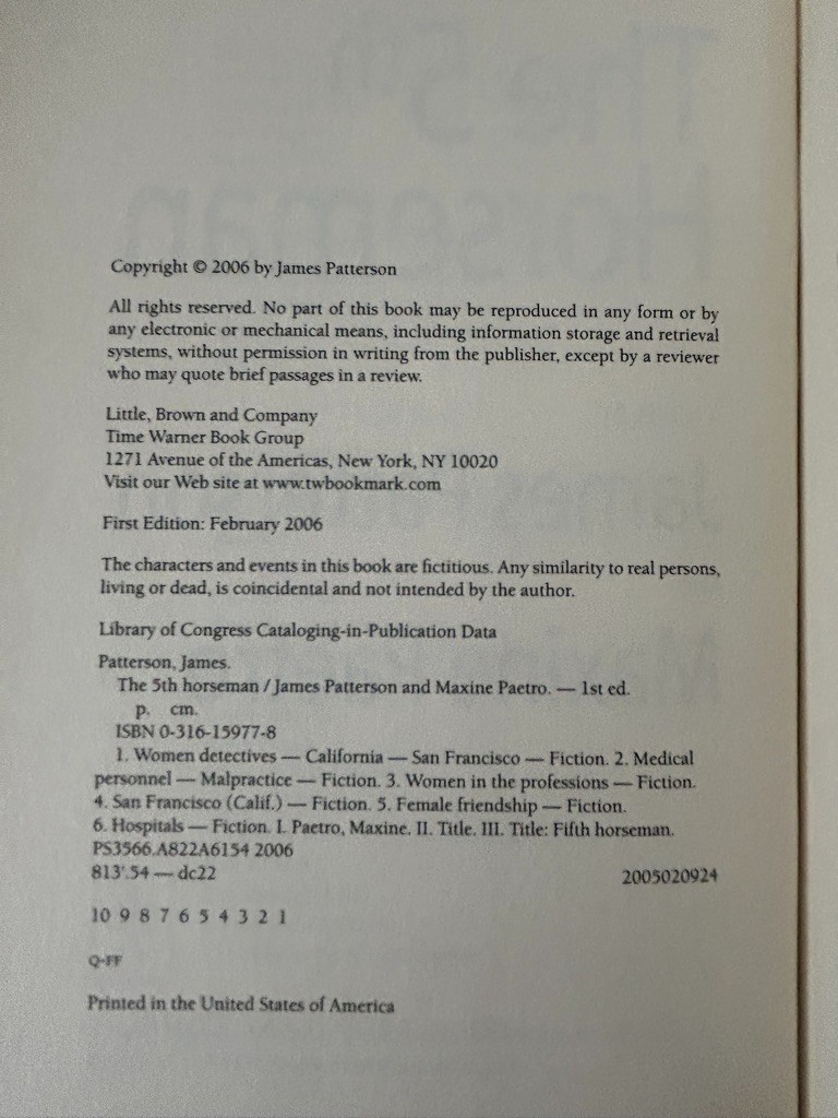 James Patterson, 2nd Chance; 5th Horseman; Alert; Sunday&rsquo;s at Tiffany&rsquo;s