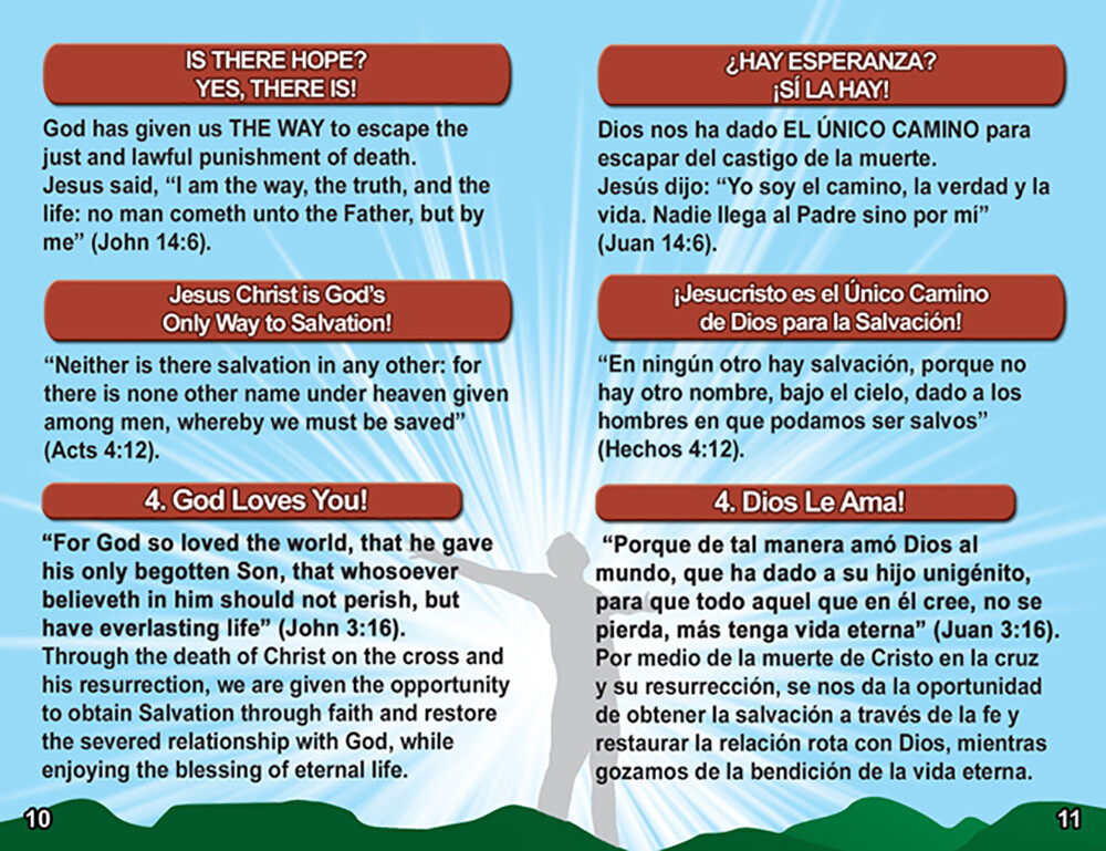 « ENGLISH & SPANISH Tracts, 20 Pages Each, Pack of 40 units, Powerful & Colorful