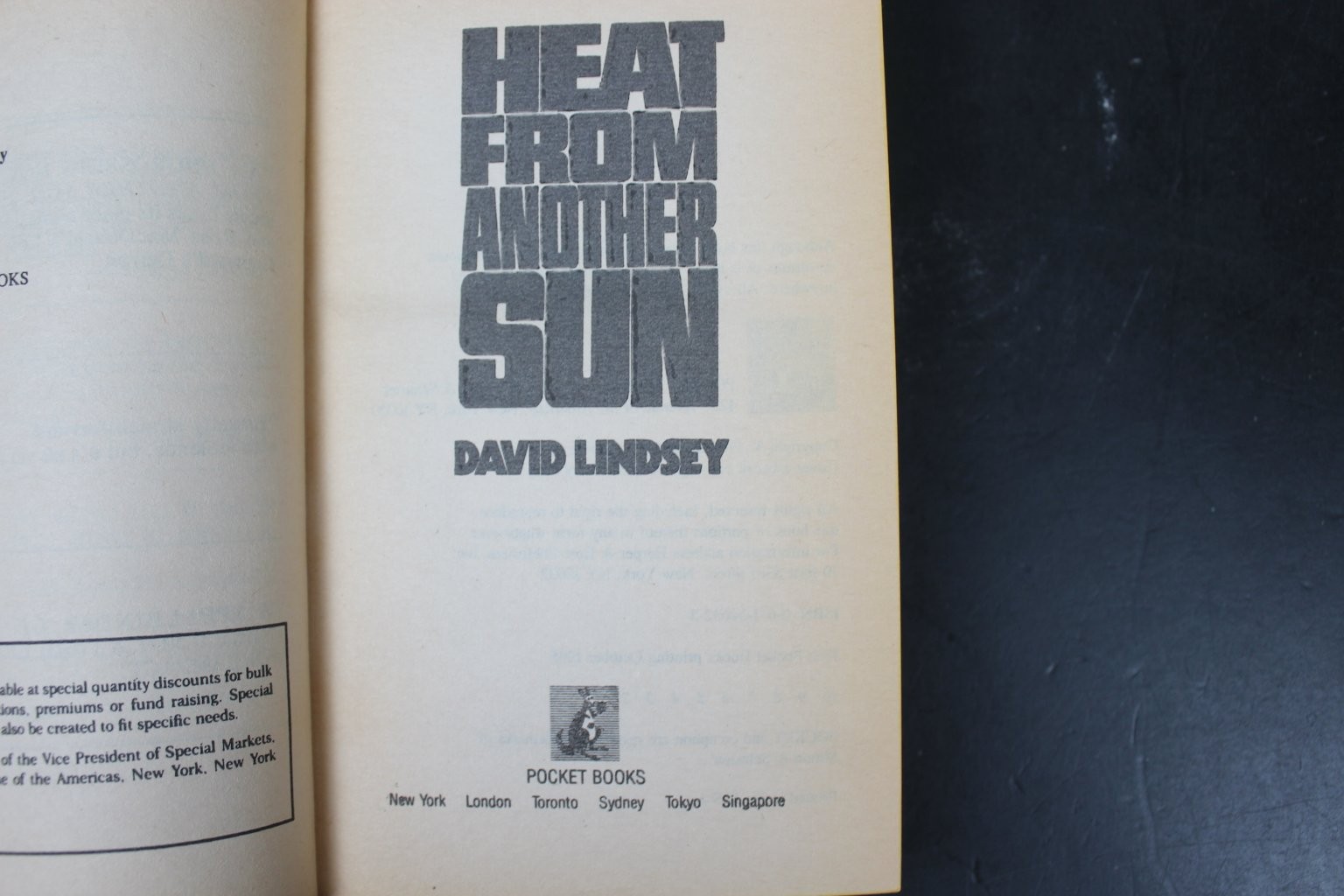 Heat From Another Sun David L. Lindsey 1985 First Pocket Books Printing Crime PB