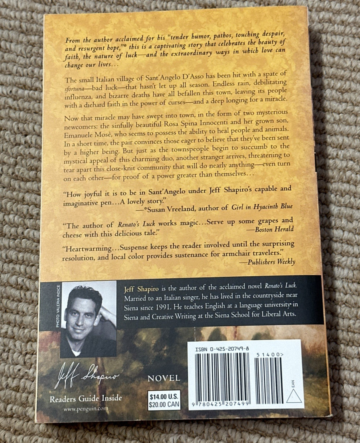 Secrets of Sant&rsquo;angelo a novel by Jeff Shapiro 2006 paperback PB
